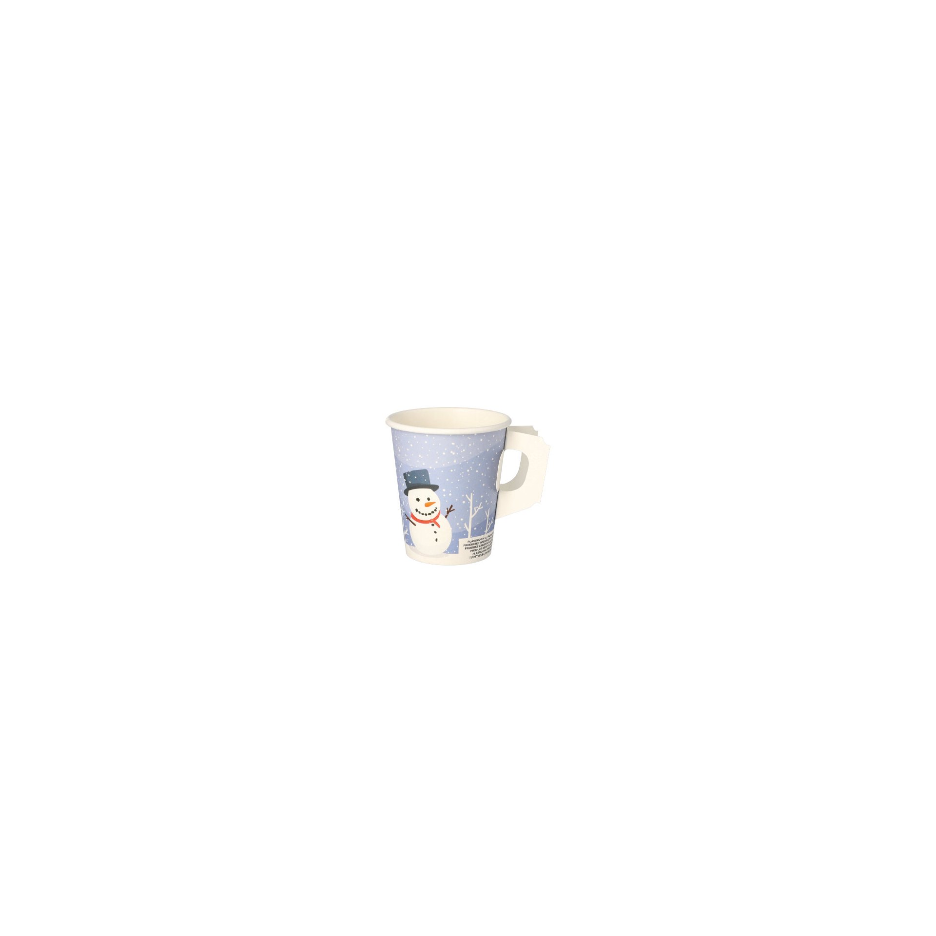 Trinkbecher mit Henkel, Pappe 0,2 l Ø 8 cm · 9,3 cm "Snowman" Trinkbecher mit Henkel, Pappe 0,2 l Ø 8 cm · 9,3 cm "Snowman"