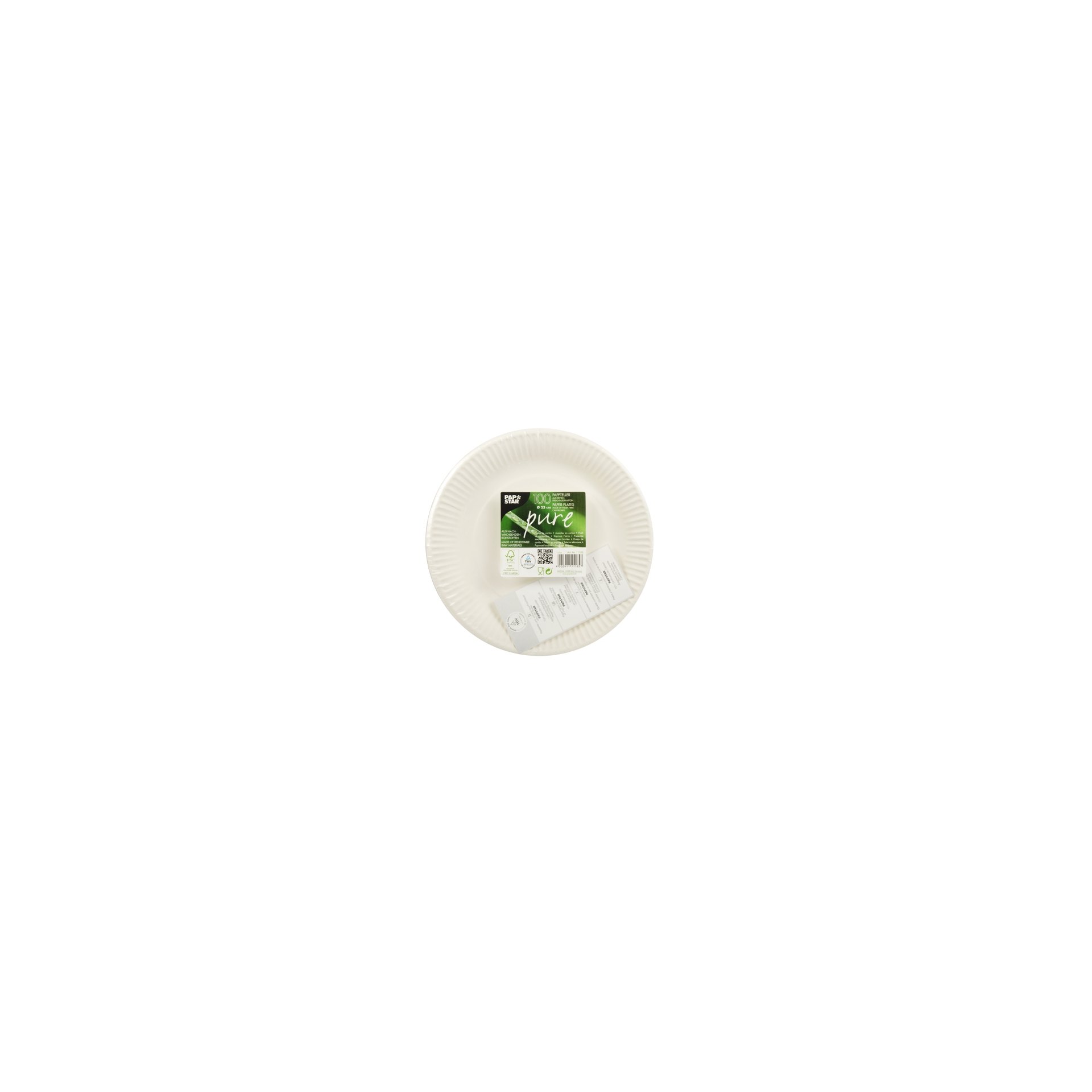 Teller, Pappe "pure" rund Ø 23 cm weiss