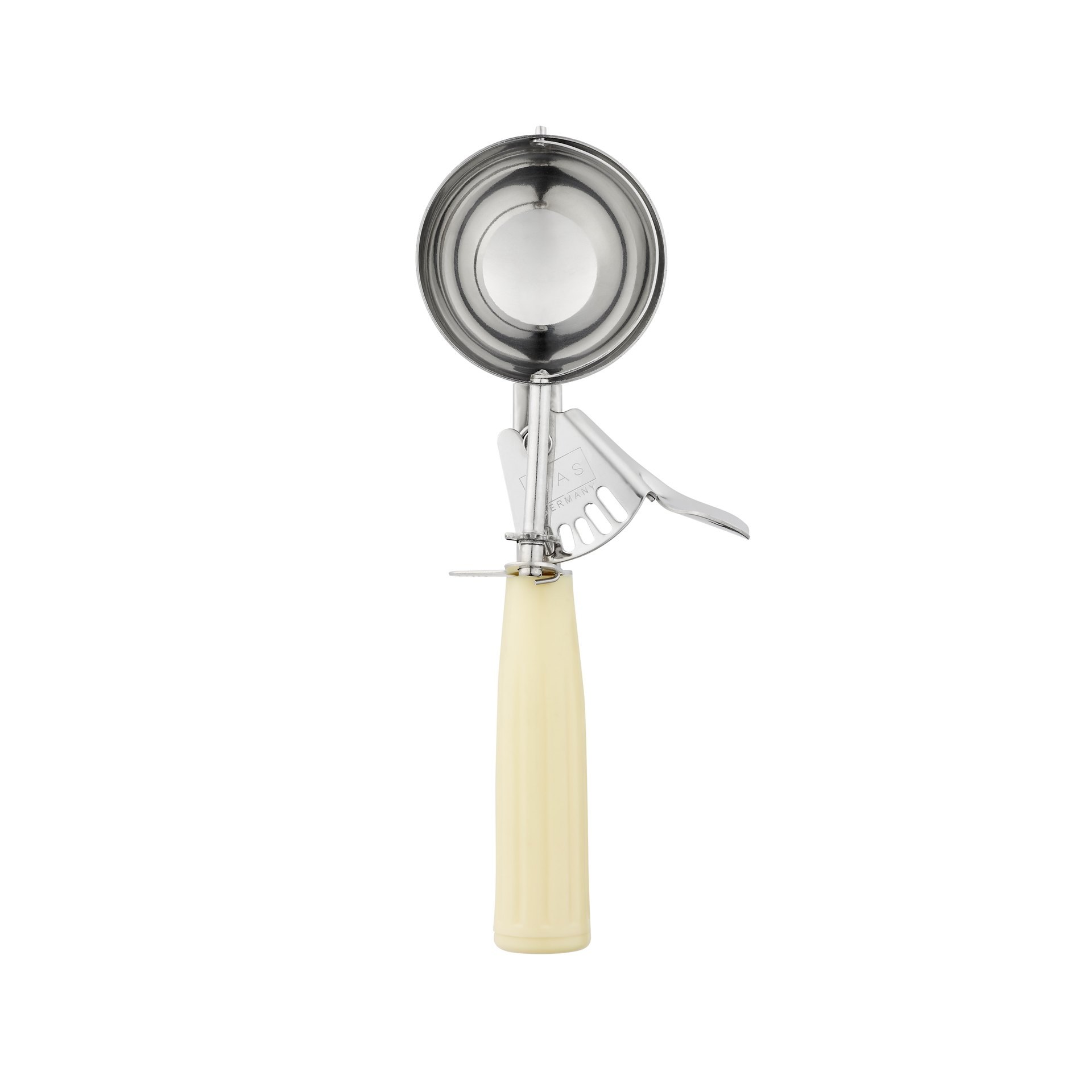 Portionierer, 22 cm, Ø 6,5 cm, cremefarbener Griff, Polypropylen
