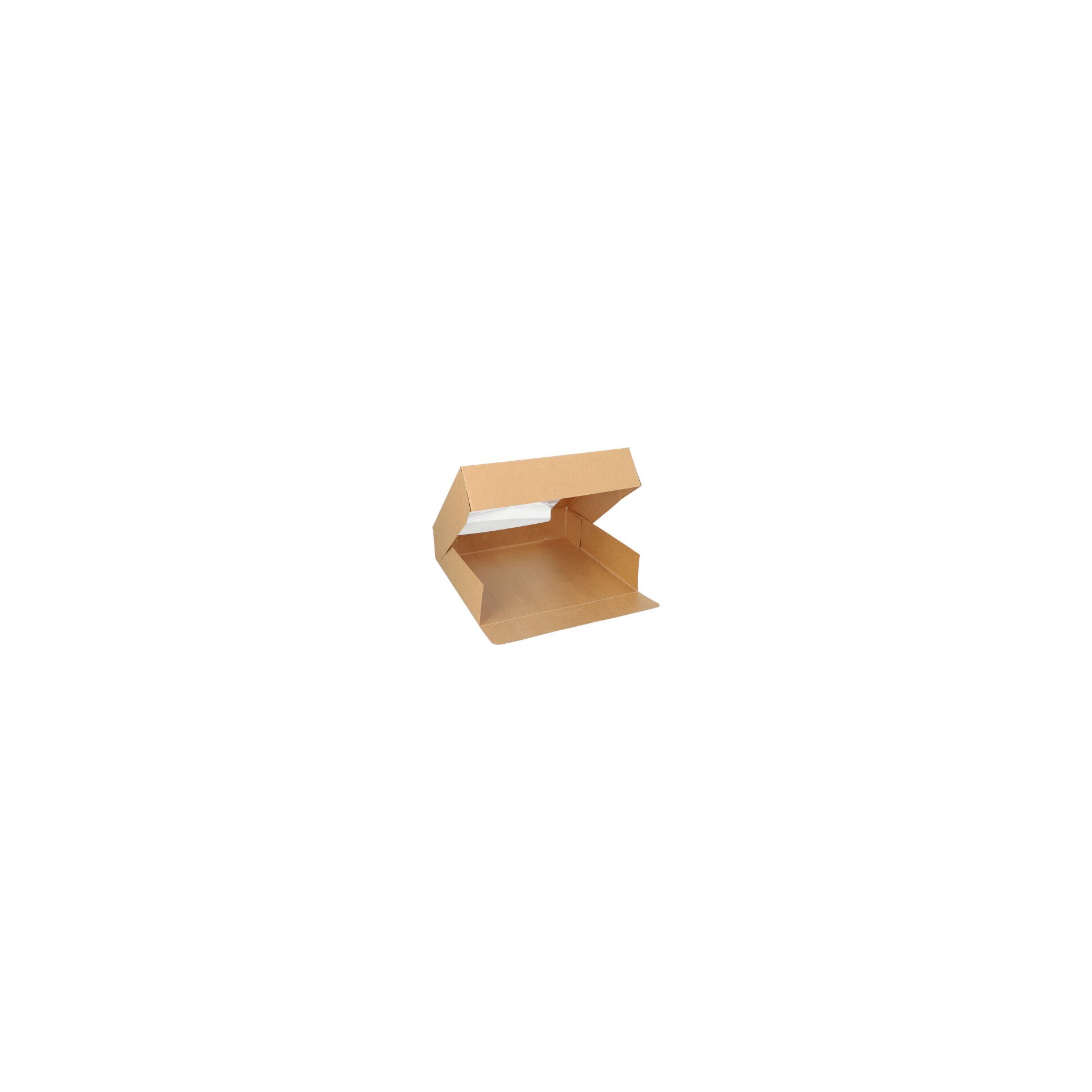 Tortenkartons mit Deckel eckig 5,5 cm x 23 cm x 23 cm mit Sichtfenster aus PLA