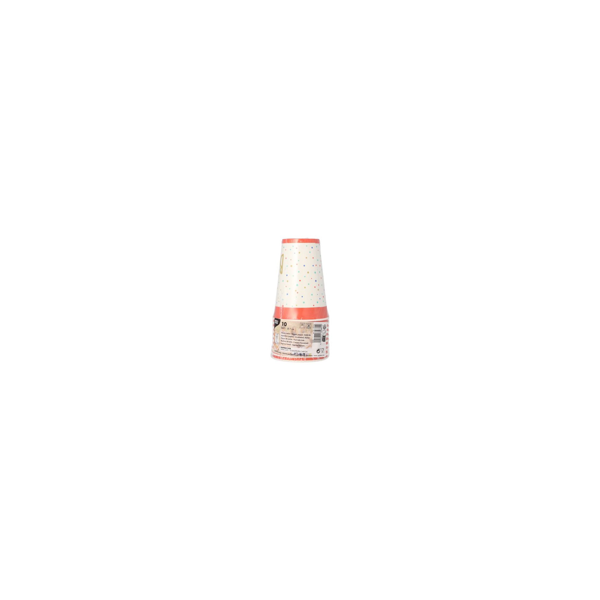 Trinkbecher, Pappe 0,2 l Ø 7 cm · 9,7 cm weiss "Happy Birthday" Trinkbecher, Pappe 0,2 l Ø 7 cm · 9,7 cm weiss "Happy Birthday"