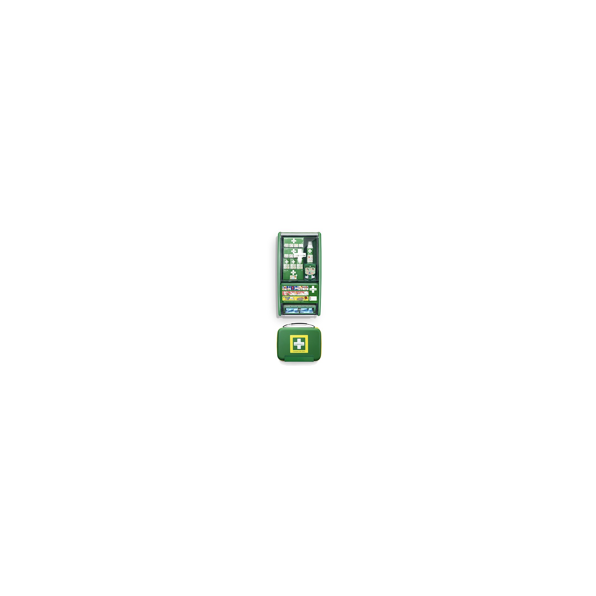 "Cederroth" First Aid & Burn Station Set DIN 13157 22,7 cm x 29,4 cm x 57,2 cm grün detectable