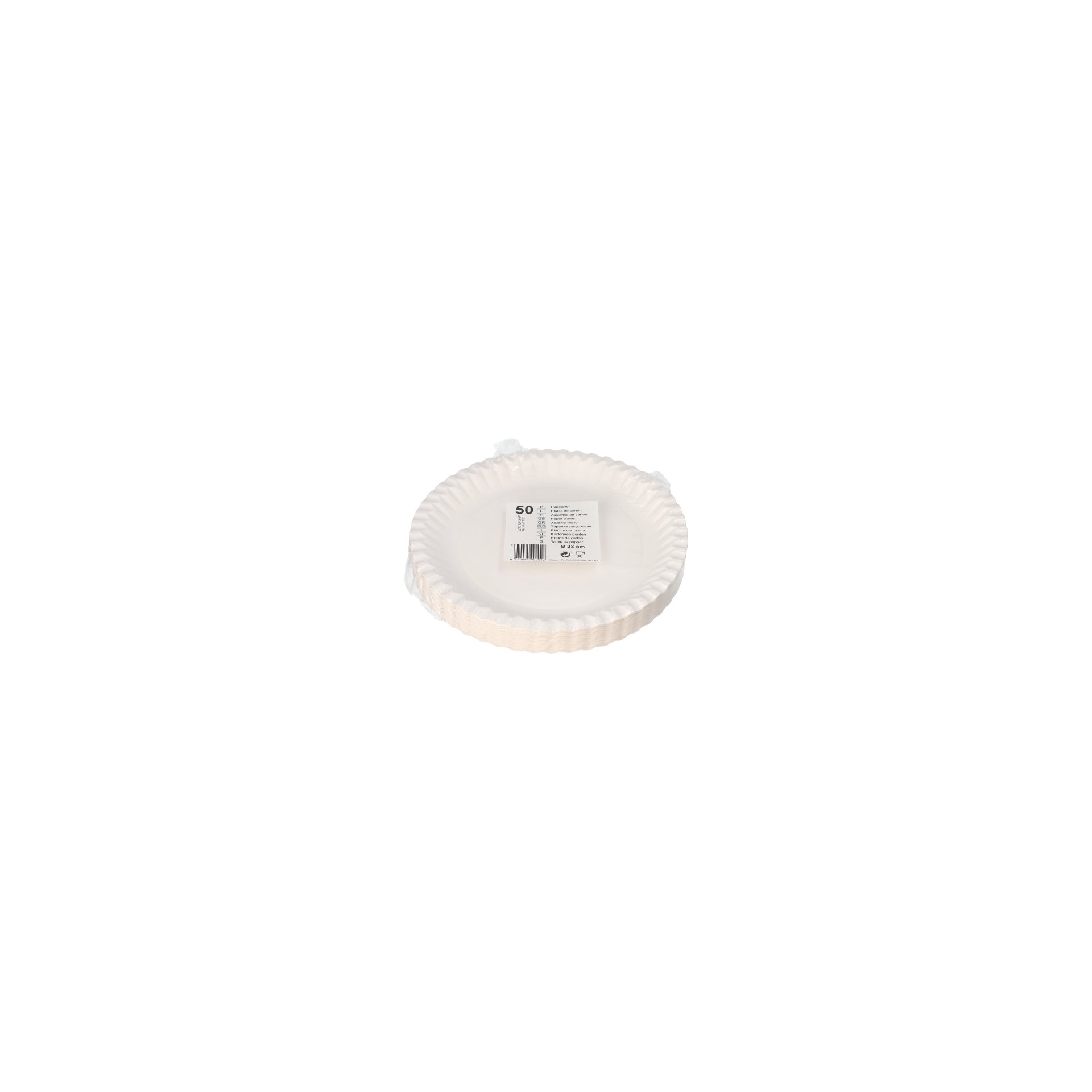 Teller, Pappe rund Ø 23 cm weiss Teller, Pappe rund Ø 23 cm weiss