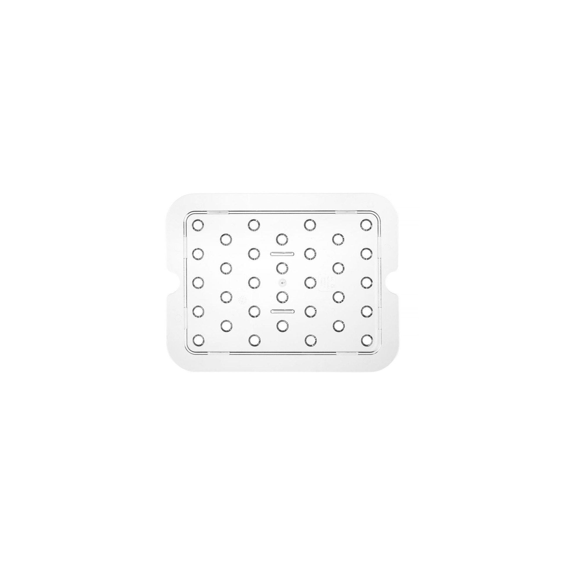 Perforiertes Abtropfgitter für Gastronorm-Behälter aus Polycarbonat, Profi Line, GN 1/2, Transparent, 265x206mm