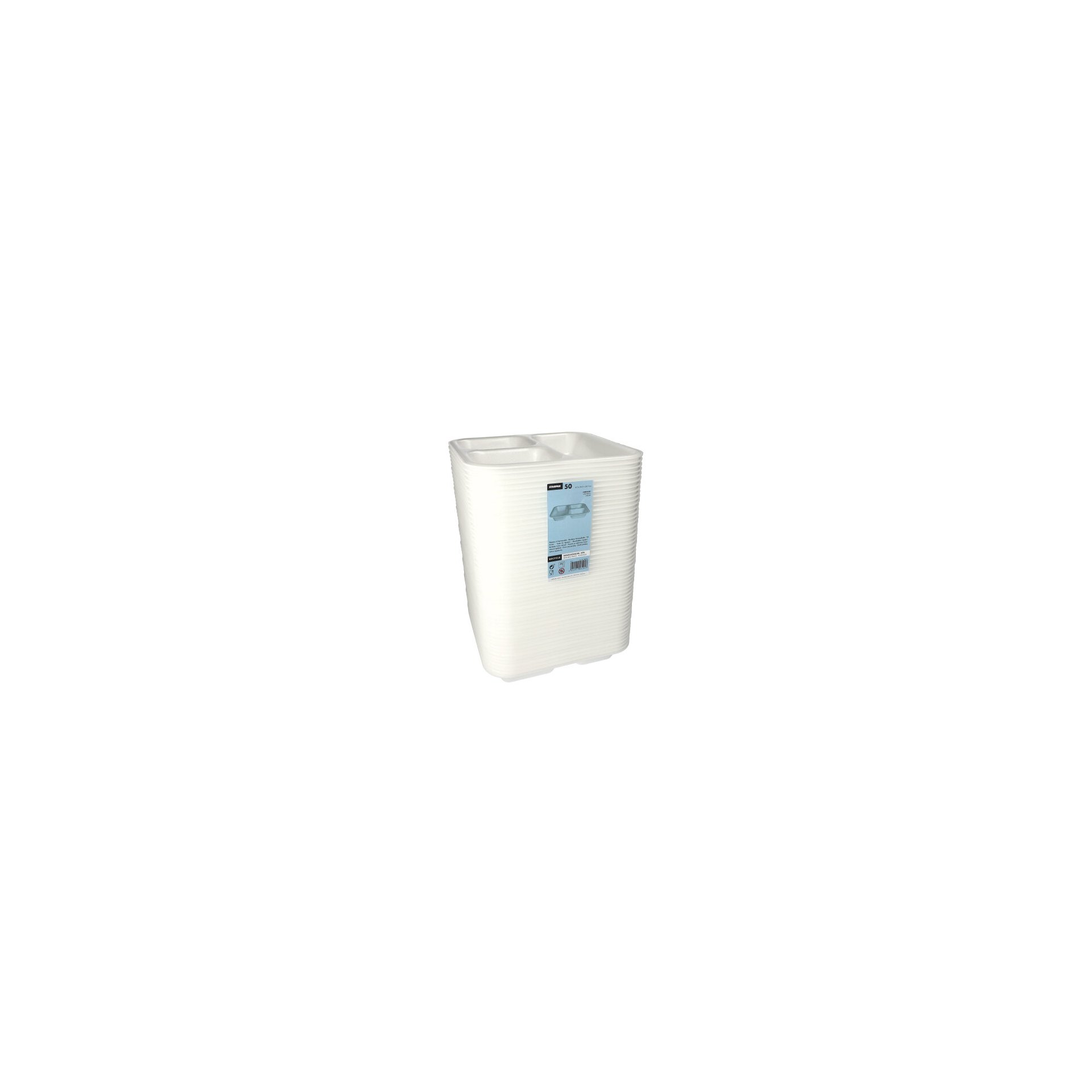 Siegelschalen, XPS 3-geteilt 1350 ml 4,2 cm x 24,5 cm x 26,5 cm weiss laminiert Siegelschalen, XPS 3-geteilt 1350 ml 4,2 cm x 24,5 cm x 26,5 cm weiss laminiert
