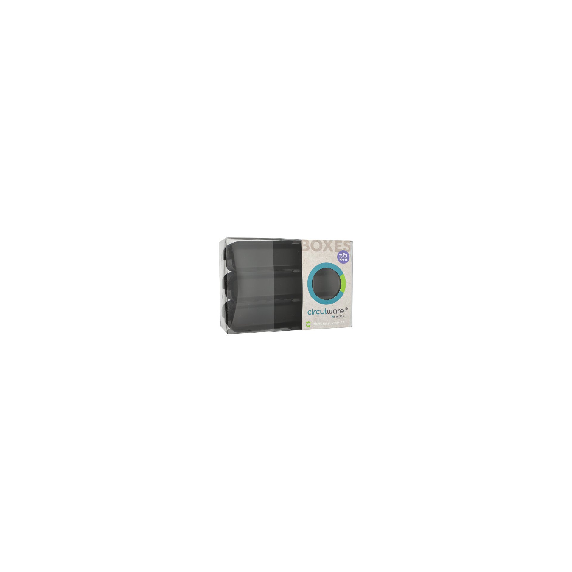 "Circulware" Mehrweg-Schalen Mix & Match eckig 2,15 cm x 5,85 cm x 23,4 cm schwarz
