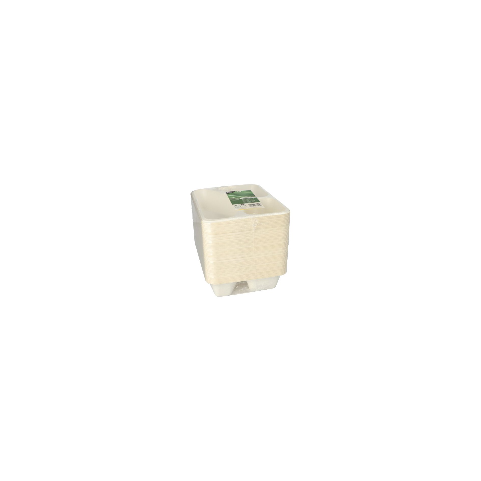 Siegelschalen Zuckerrohr, PLA beschichtet 3-geteilt 1000 ml 4,9 cm x 22,7 cm x 17,8 cm