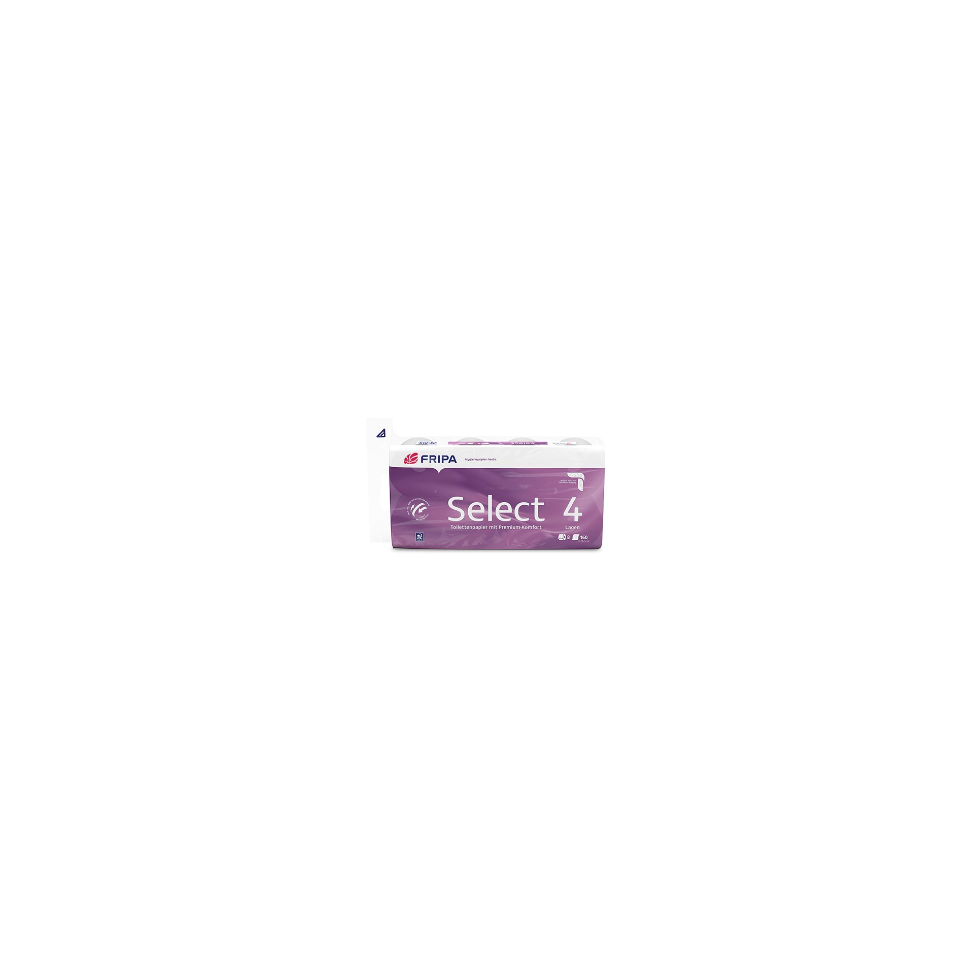 Rollen Toilettenpapier, 4-lagiges Tissue Ø 12 cm · 13,8 cm x 9,8 cm hochweiss "Select" 160 Blatt Rollen Toilettenpapier, 4-lagiges Tissue Ø 12 cm · 13,8 cm x 9,8 cm hochweiss "Select" 160 Blatt