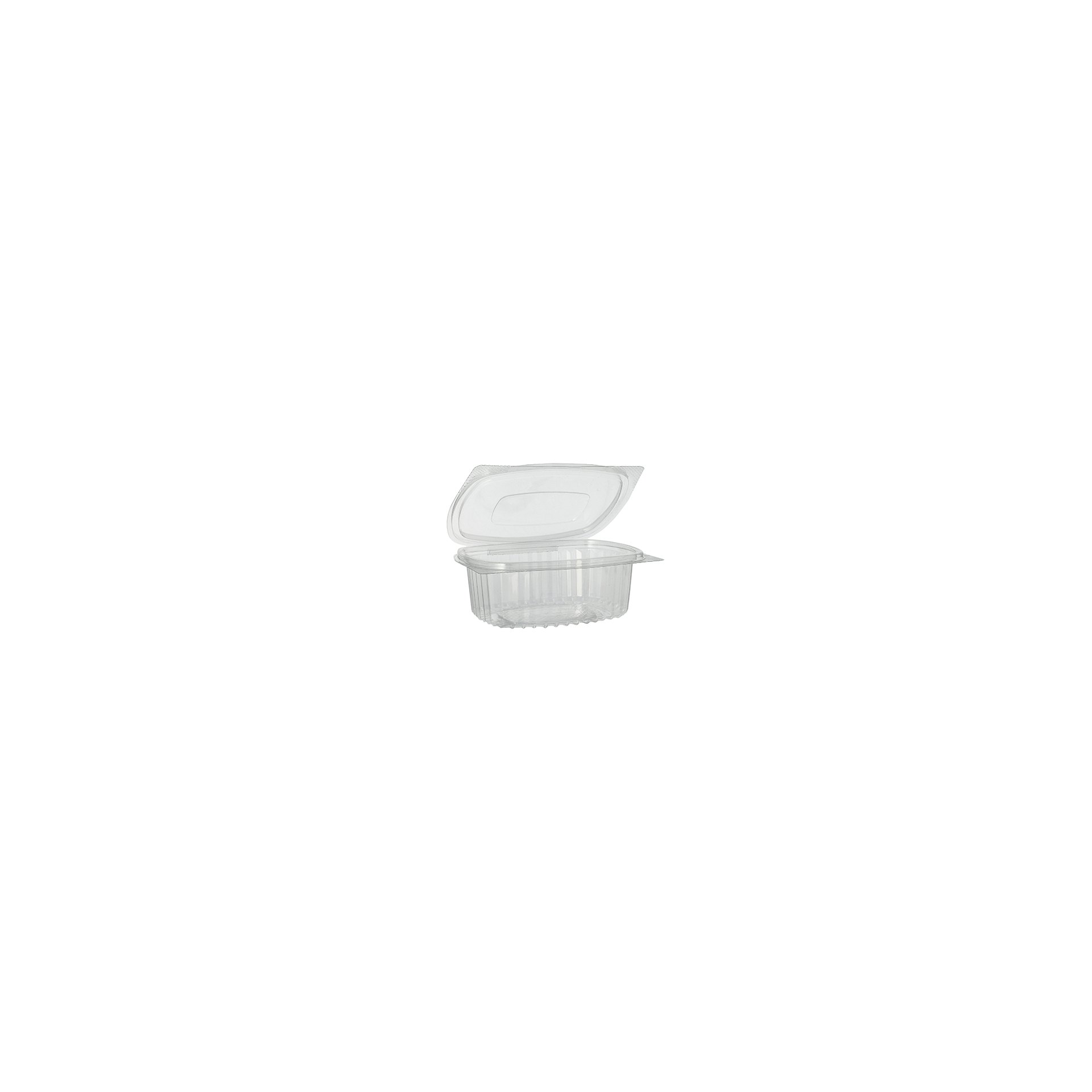 Feinkost- und Salatschalen mit Klappdeckel, R-PET oval 375 ml 5 cm x 11,5 cm x 14,4 cm klar