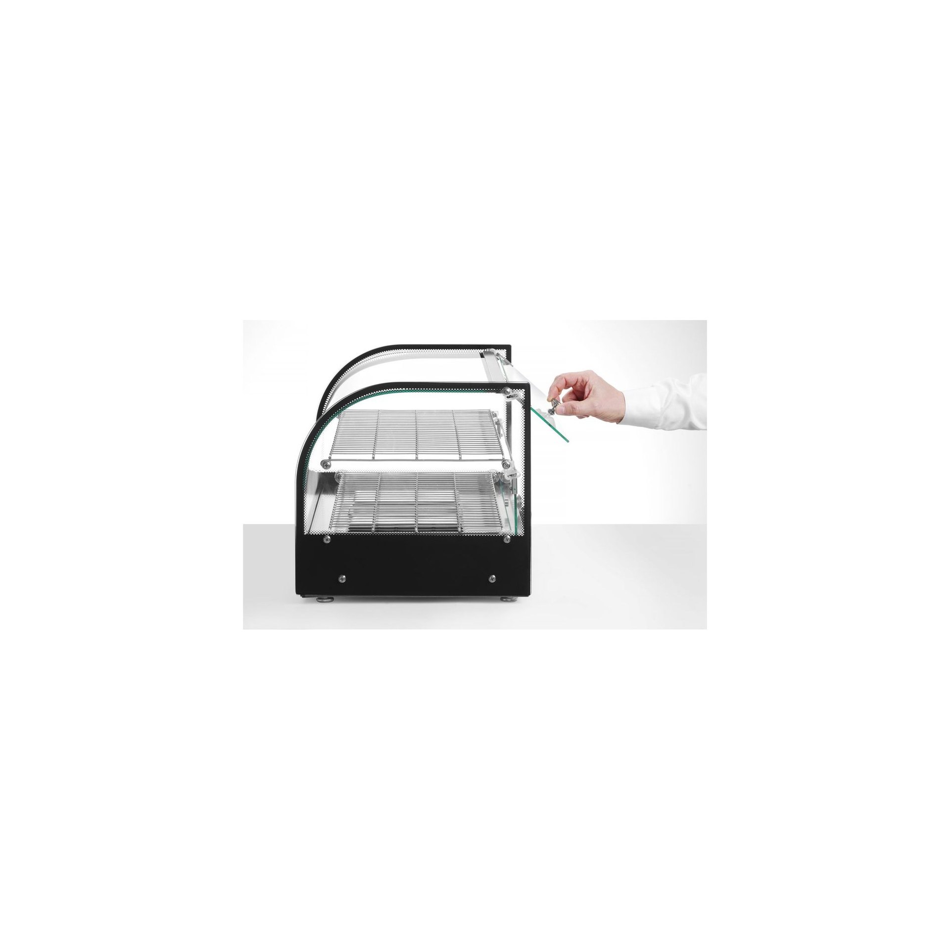 Warmhaltevitrine doppelt, doppelt, Schwarz, 220-240V/800W, 554x376x(H)376mm