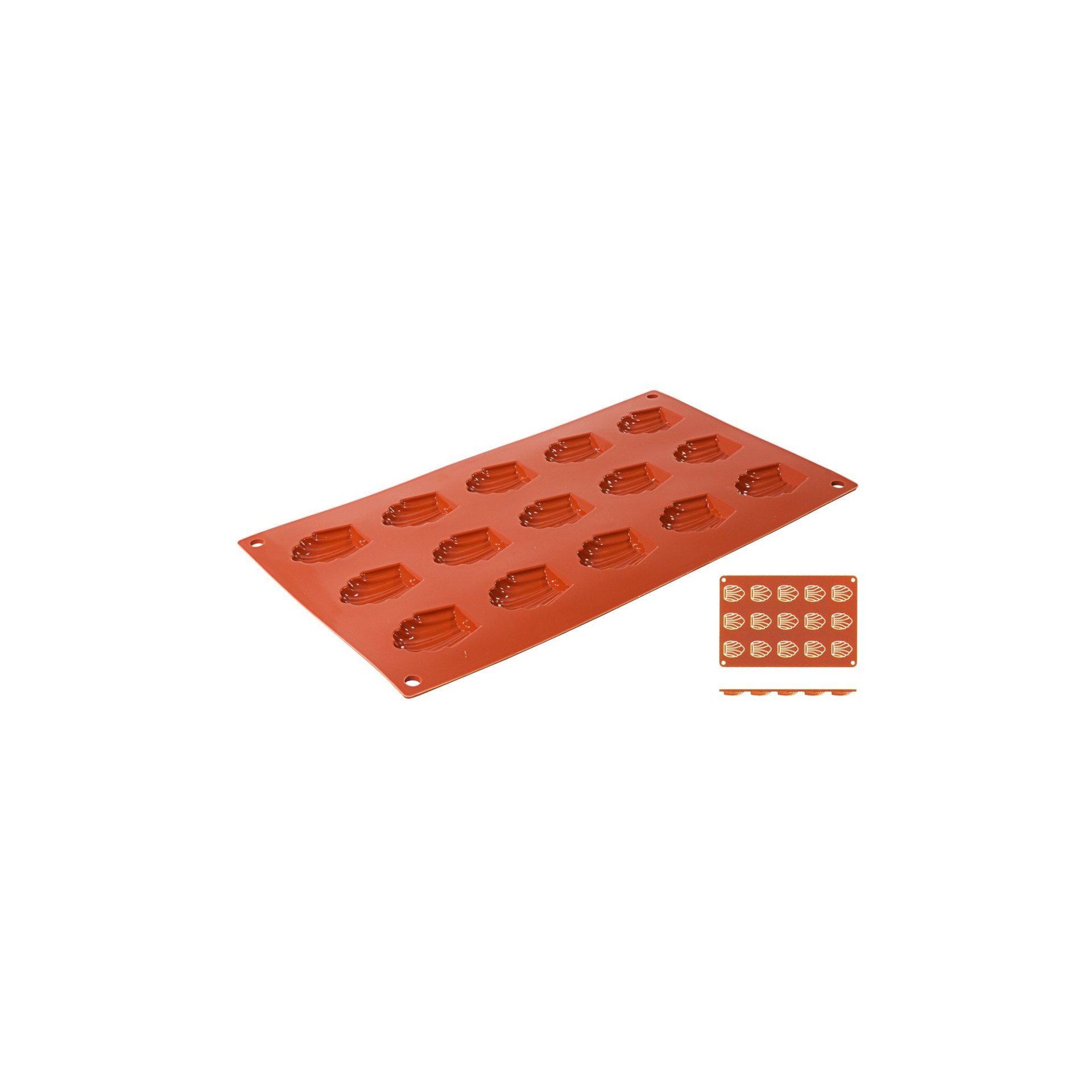 Silikon-Backmatte, MADELEINE mit 15 Formen