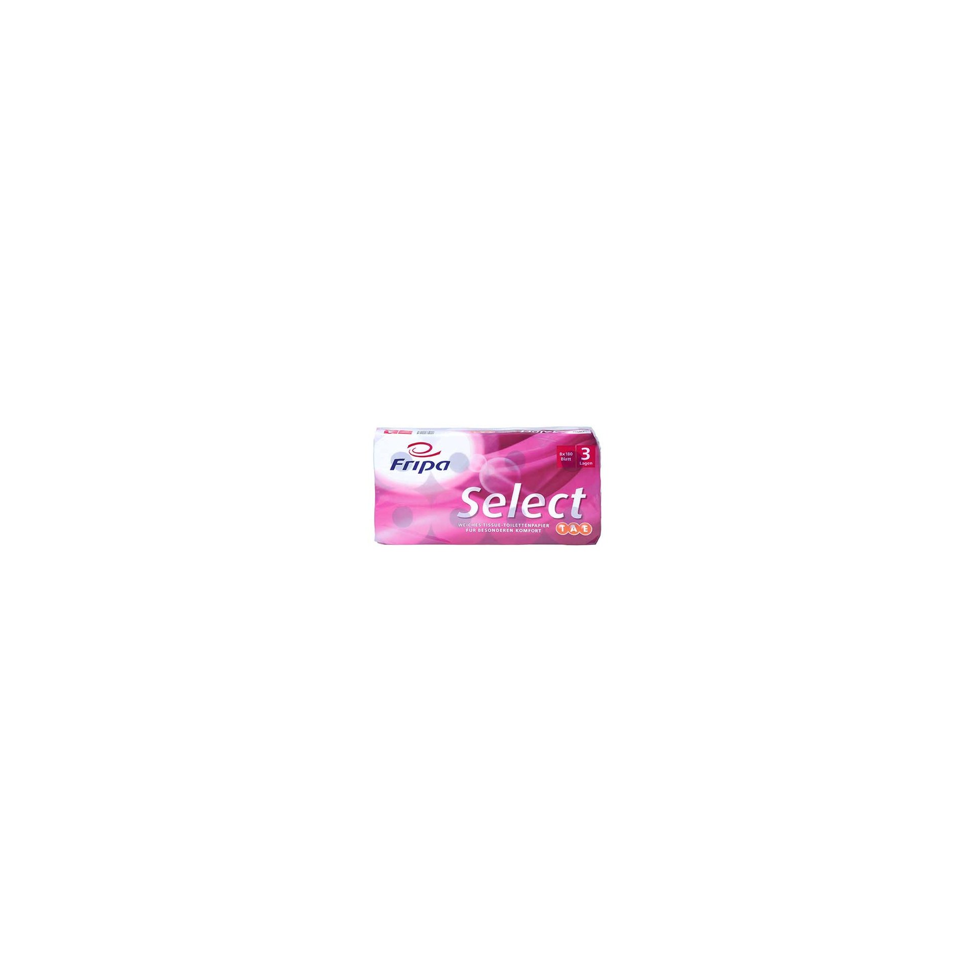 Rollen Toilettenpapier, 3-lagiges Tissue Ø 12 cm · 13 cm x 9,8 cm hochweiss "Select TAE" 180 Blatt