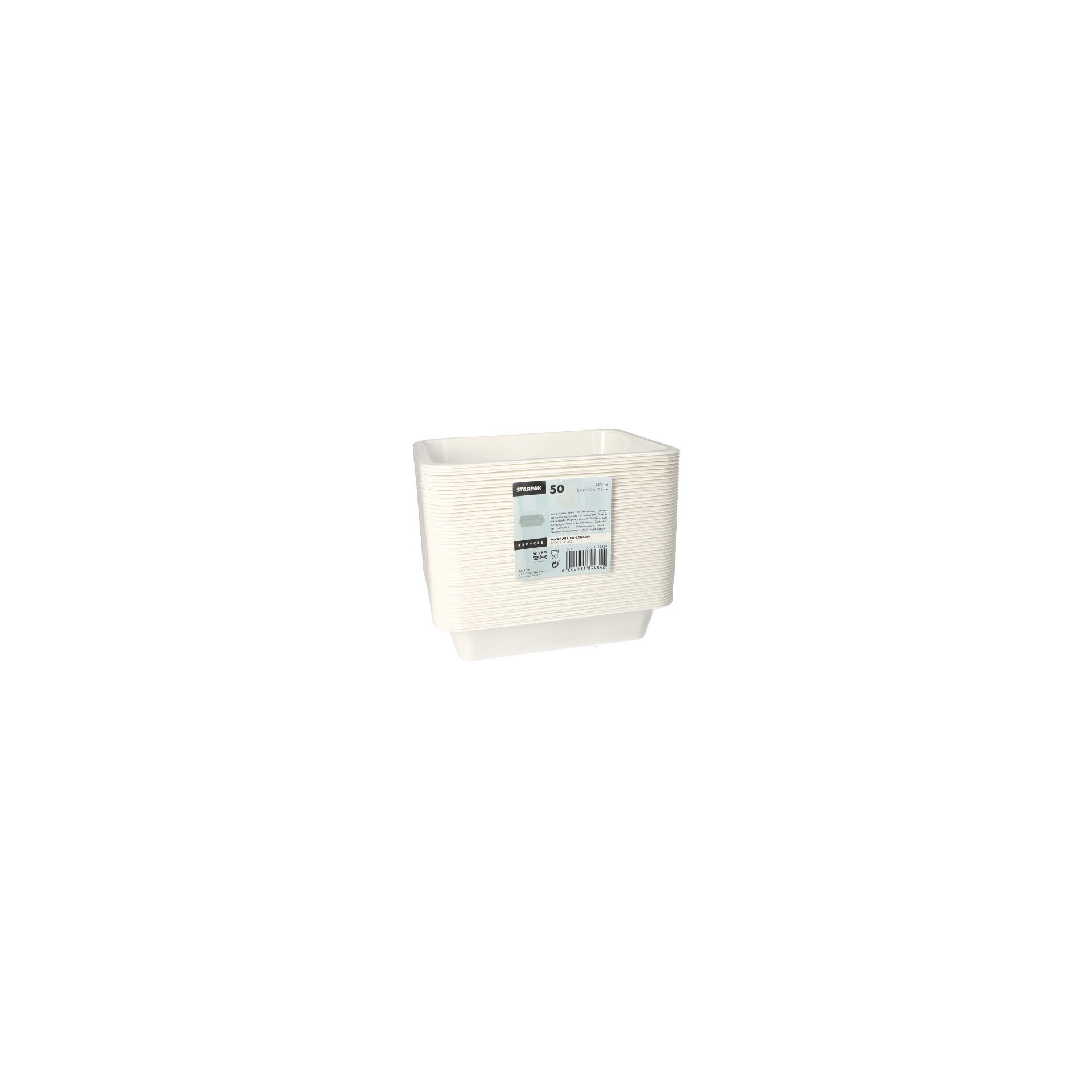 Mikrowellenschalen, PP ungeteilt 1330 ml 4,9 cm x 22,7 cm x 17,8 cm weiss Mikrowellenschalen, PP ungeteilt 1330 ml 4,9 cm x 22,7 cm x 17,8 cm weiss
