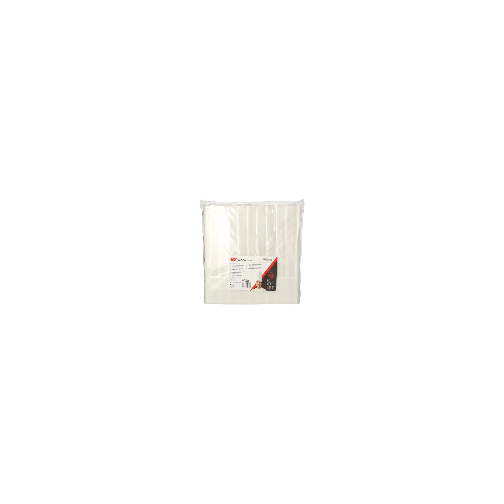 "WORK-INN/-PS" Kochmützen, Vlies 30 cm x 28 cm weiss "Toskana" größenverstellbar, gelegte Falten