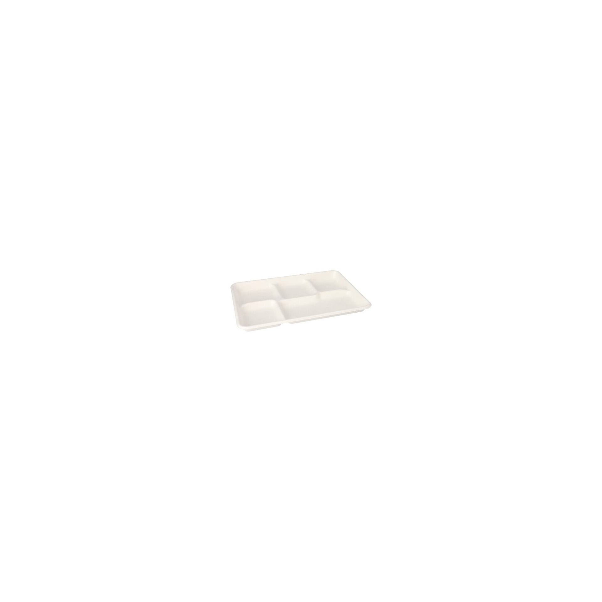 Menü-Trays, Zuckerrohr "pure" 5-geteilt 2,4 cm x 21,6 cm x 31,7 cm weiss