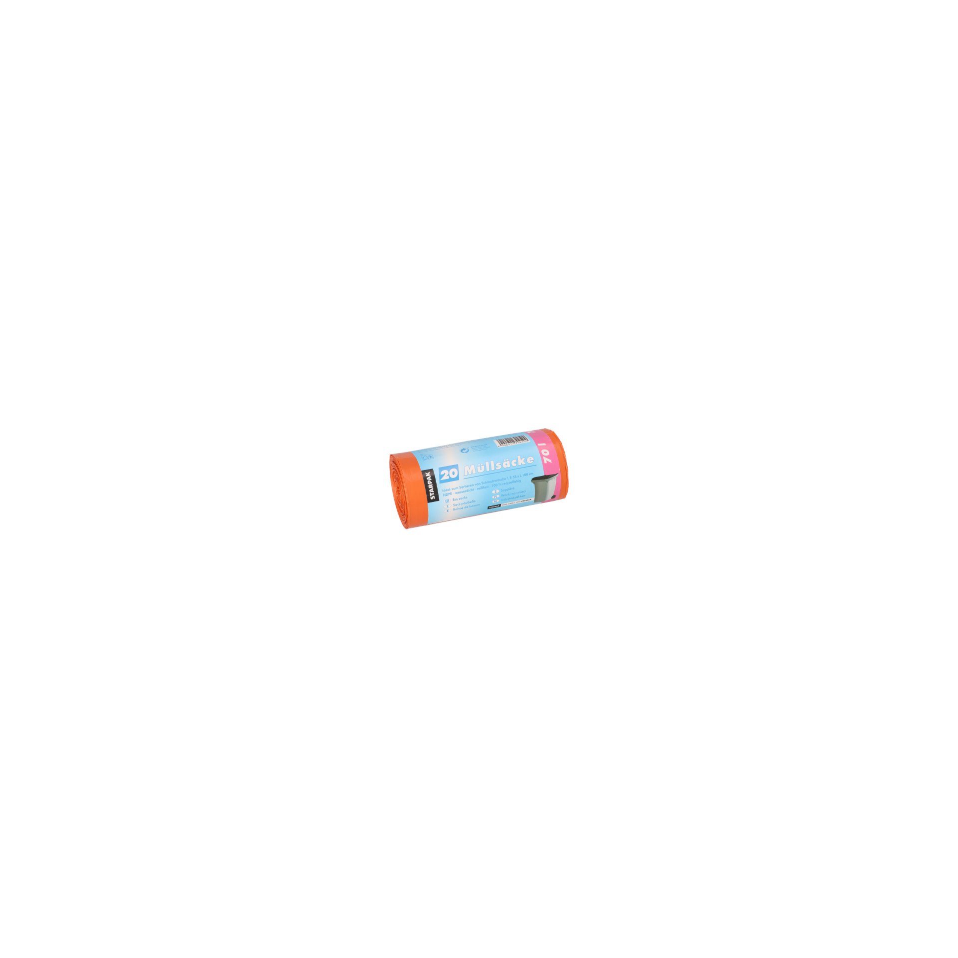 Müllsäcke, HDPE 70 l 100 cm x 58 cm orange 23 my