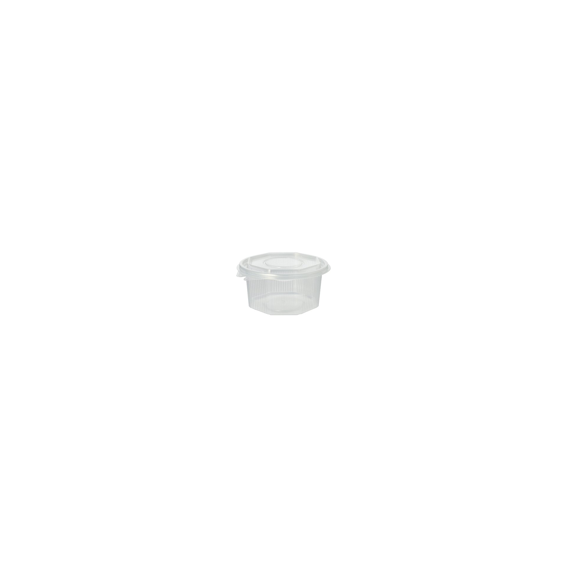 Verpackungsbecher mit Klappdeckeln, PP 8-eckig 500 ml 5,6 cm x 11 cm x 11 cm transparent