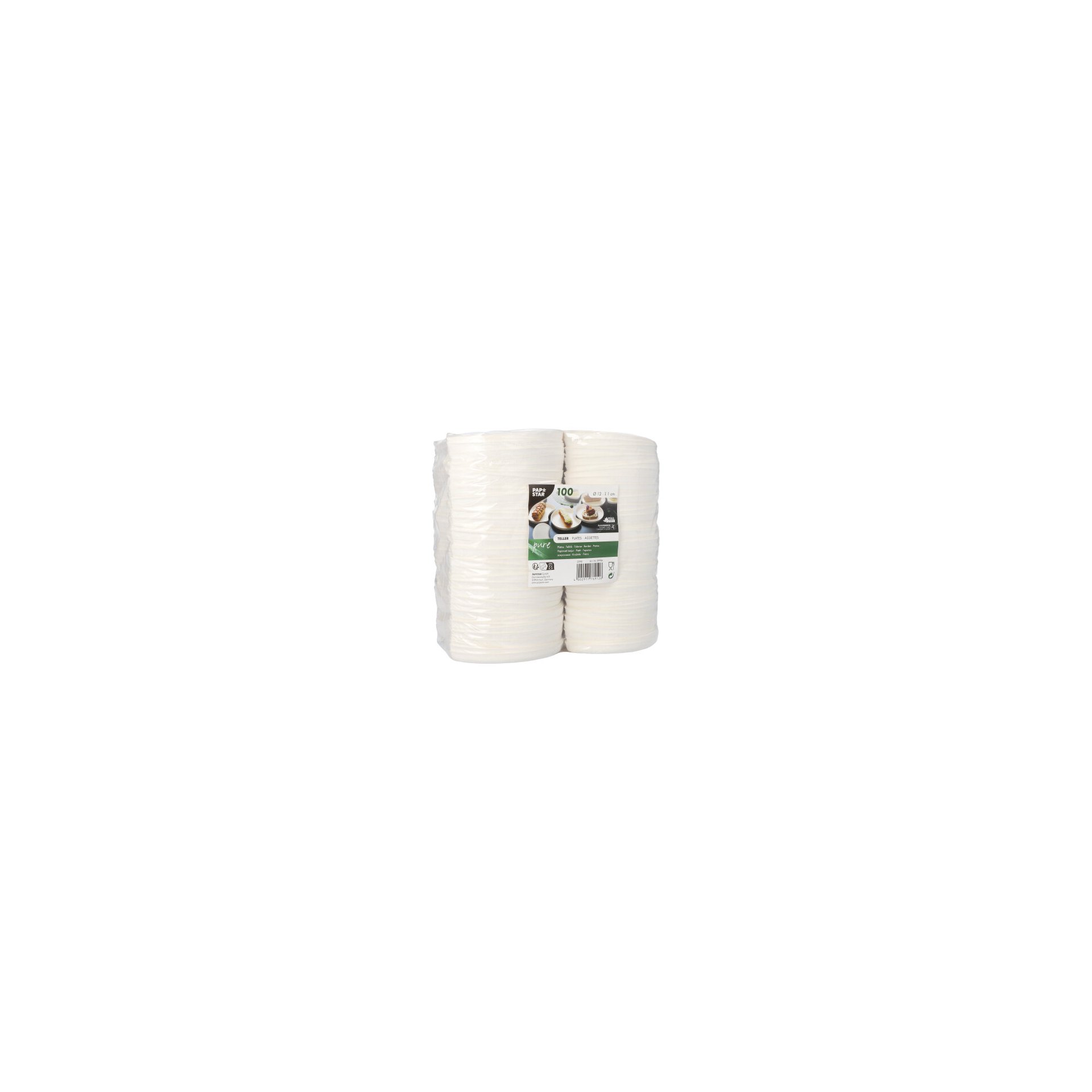Teller Zuckerrohr "pure" Halbmond Ø 12 cm · 1 cm weiss "Cella"