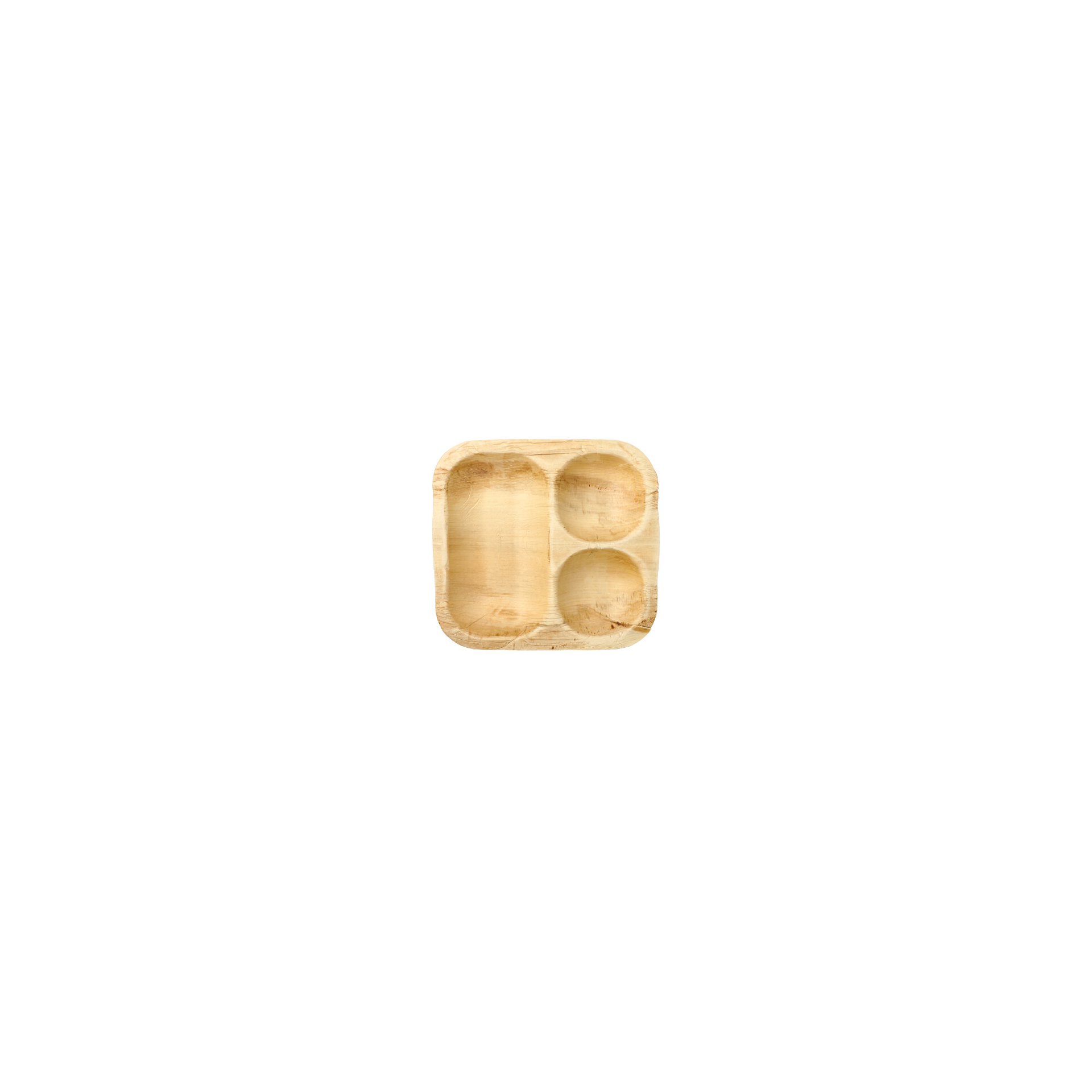 Siegelschalen Palmblatt "pure" eckig 500 ml 4 cm x 26 cm x 26 cm 3-geteilt