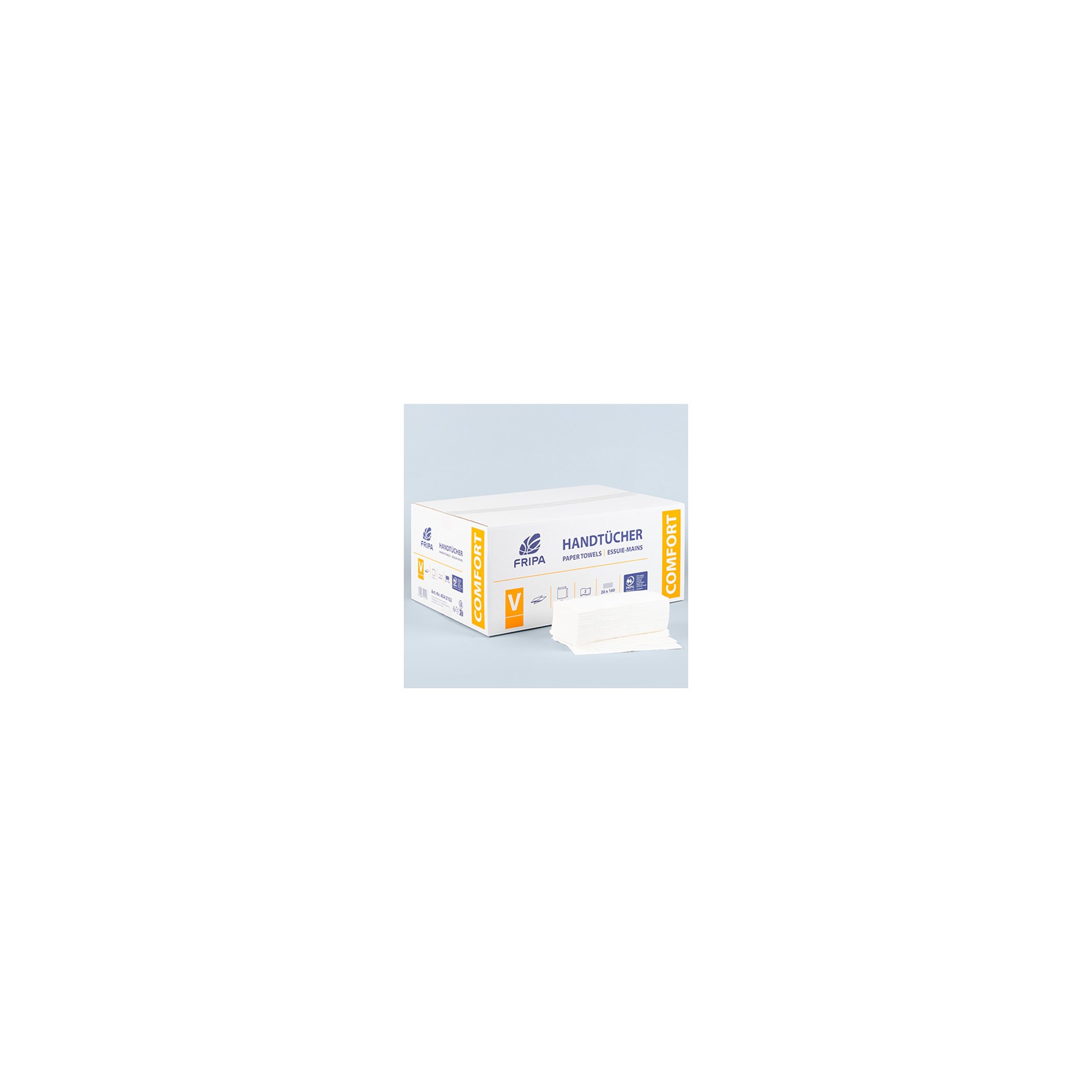 Blatt Handtuchpapier V-Falz 23 cm x 25 cm hochweiss "Comfort" 2-lagig (20x160)