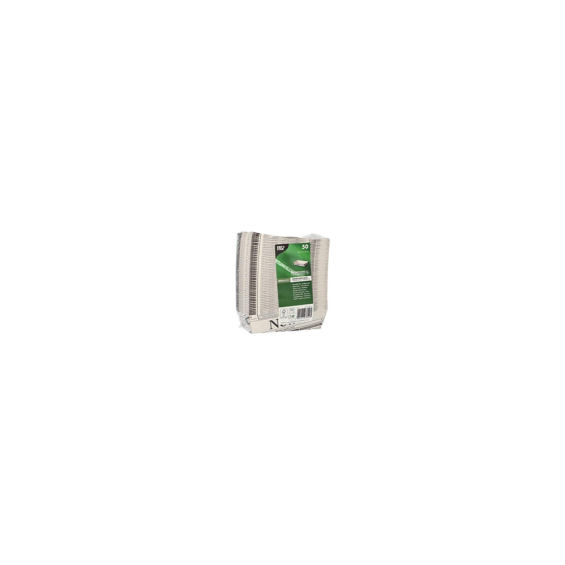 Pommes-Frites-Trays 3,5 cm x 7 cm x 12 cm weiss "Newsprint"