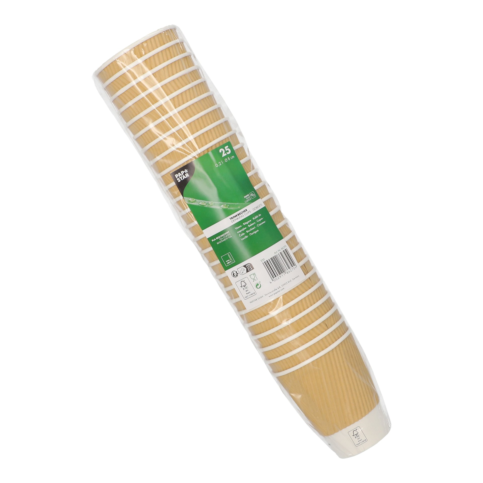 Trinkbecher, Pappe 0,2 l Ø 8 cm · 9 cm natur Ripple Wall Trinkbecher, Pappe 0,2 l Ø 8 cm · 9 cm natur Ripple Wall