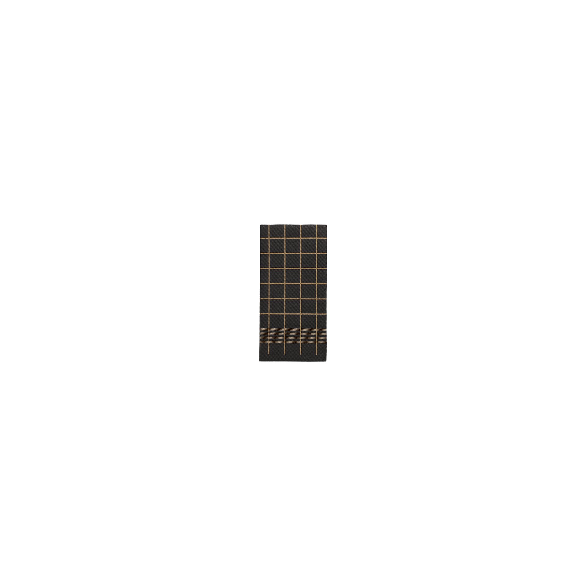Servietten, 2-lagig "PUNTO" 1/8-Falz 39 cm x 40 cm schwarz/gold "Kitchen Towel"
