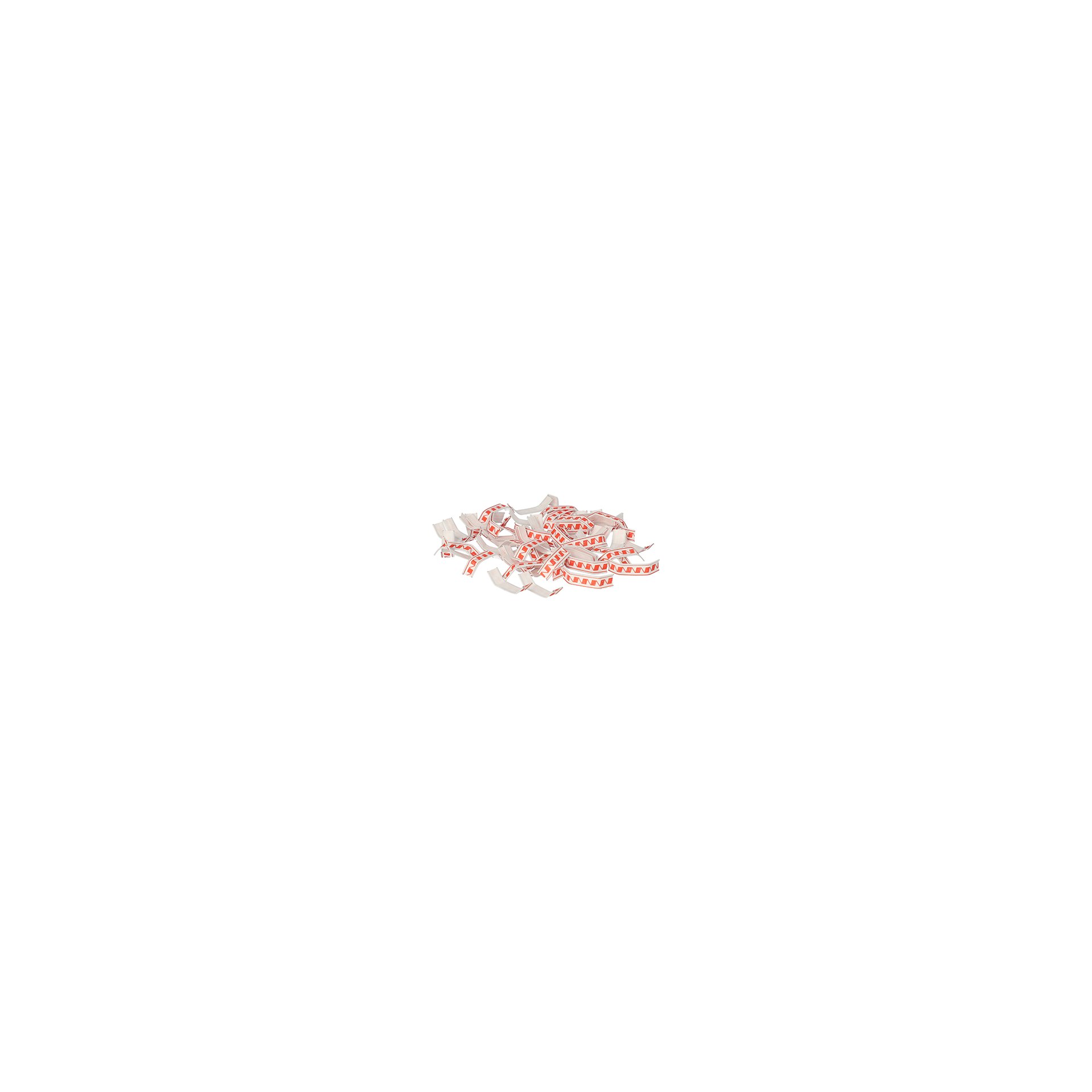 Verschluss-Clips, drahtverstärktes Papier 3,3 cm x 0,8 cm x 0,1 cm rot/weiss Verschluss-Clips, drahtverstärktes Papier 3,3 cm x 0,8 cm x 0,1 cm rot/weiss