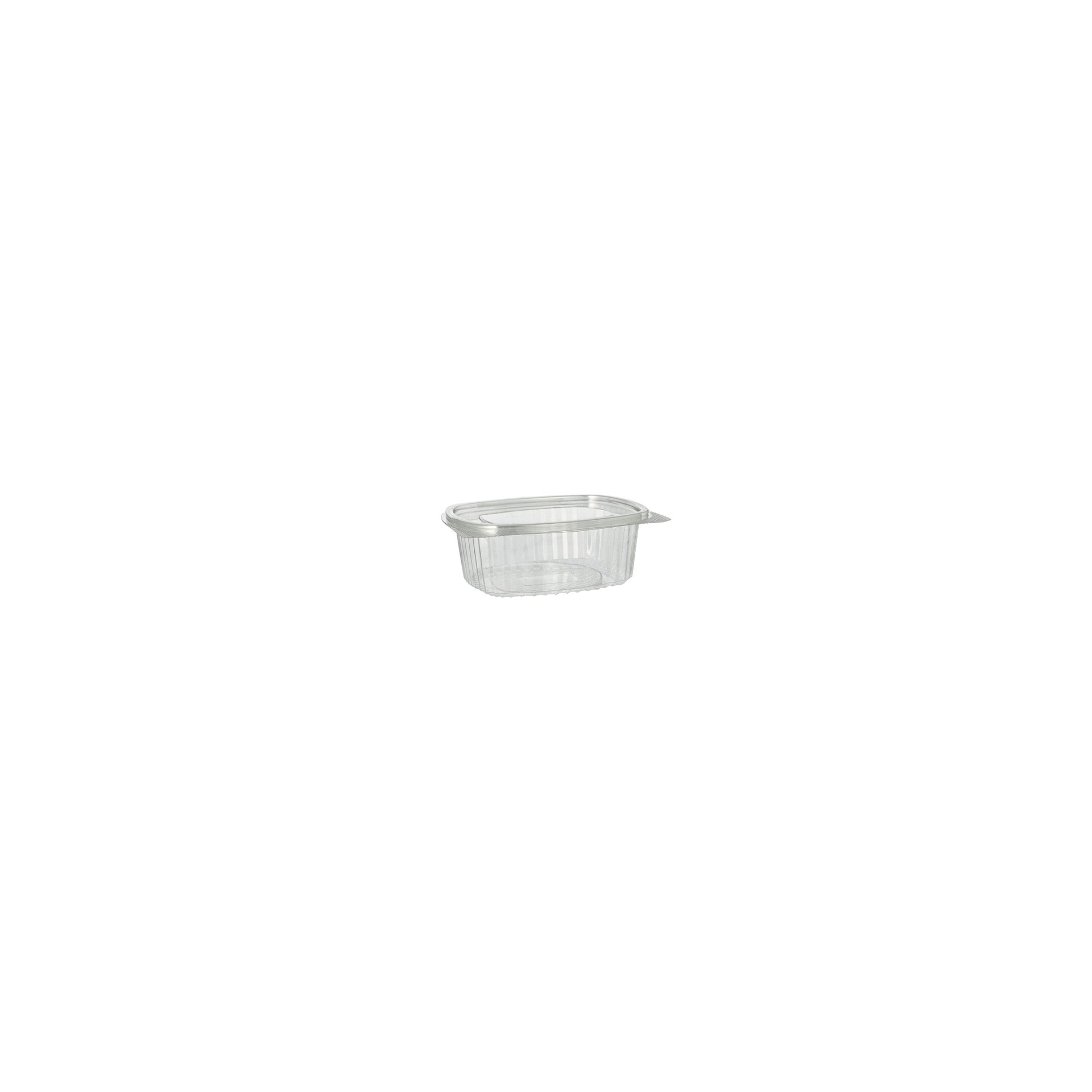 Feinkost- und Salatschalen mit Klappdeckel, R-PET oval 500 ml 5,5 cm x 12,4 cm x 15 cm klar
