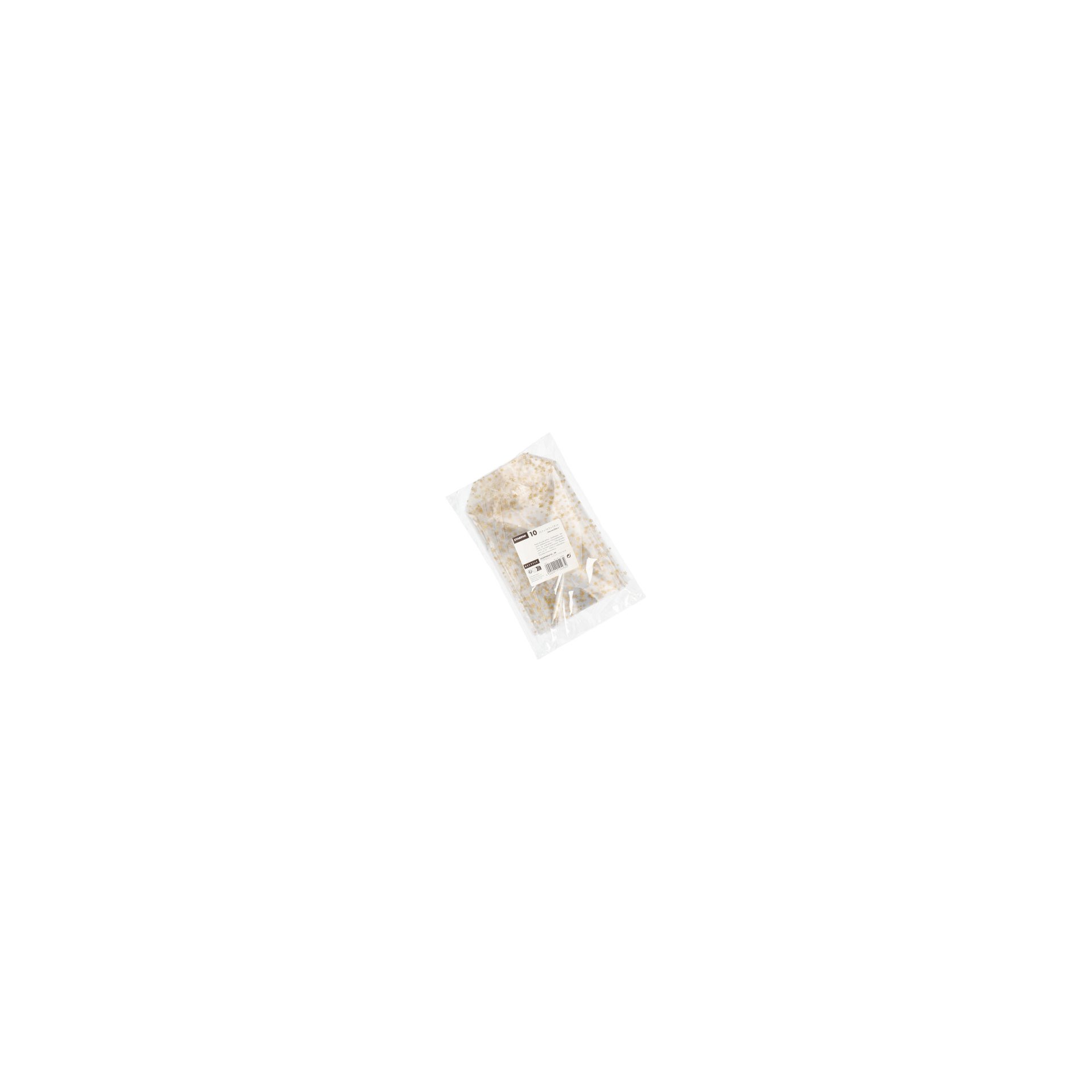 Bodenbeutel, PP 23,5 cm x 14,5 cm x 5,8 cm transparent "Sterne, gold"