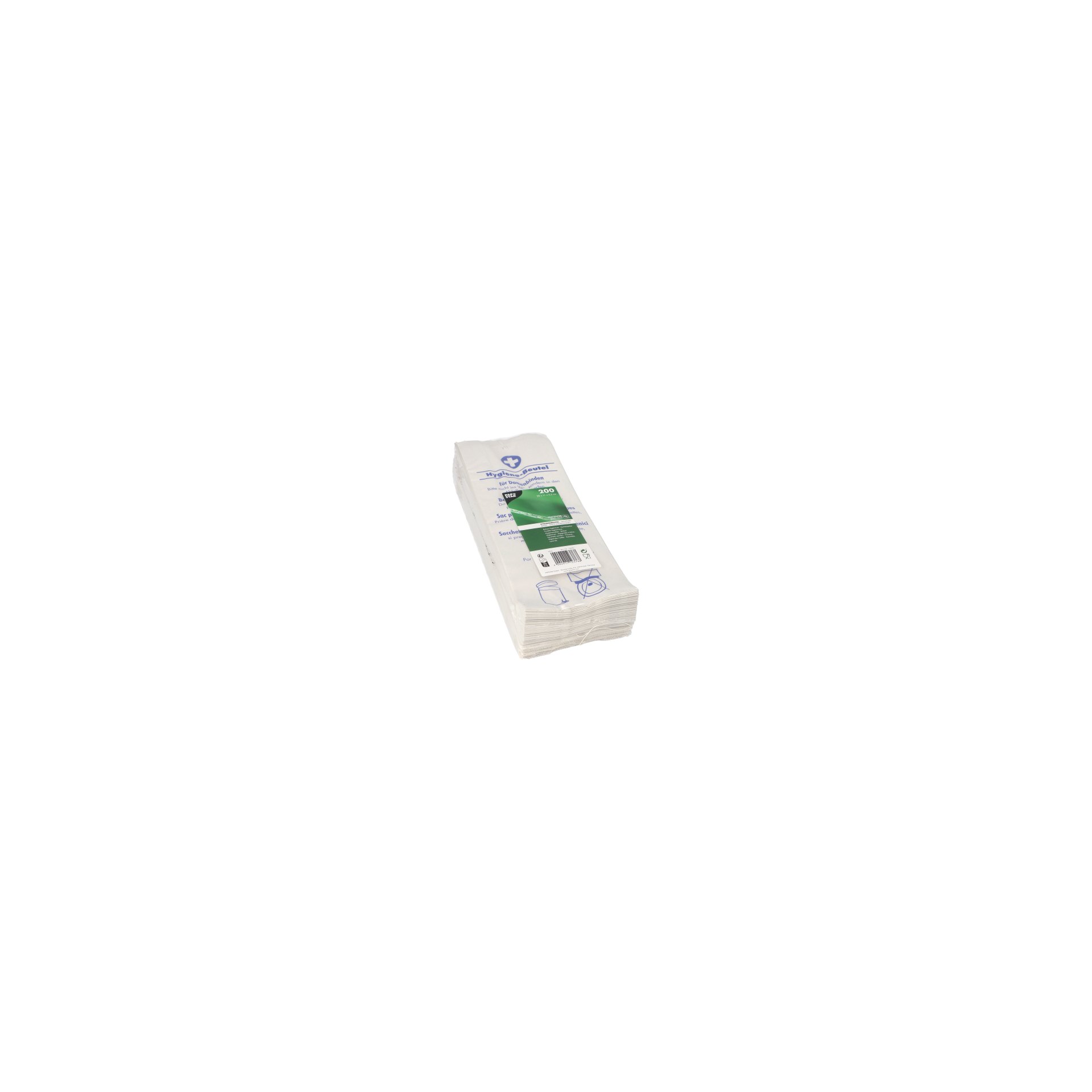 Hygienebeutel 28 cm x 11 cm x 5,5 cm weiss "bedruckt"
