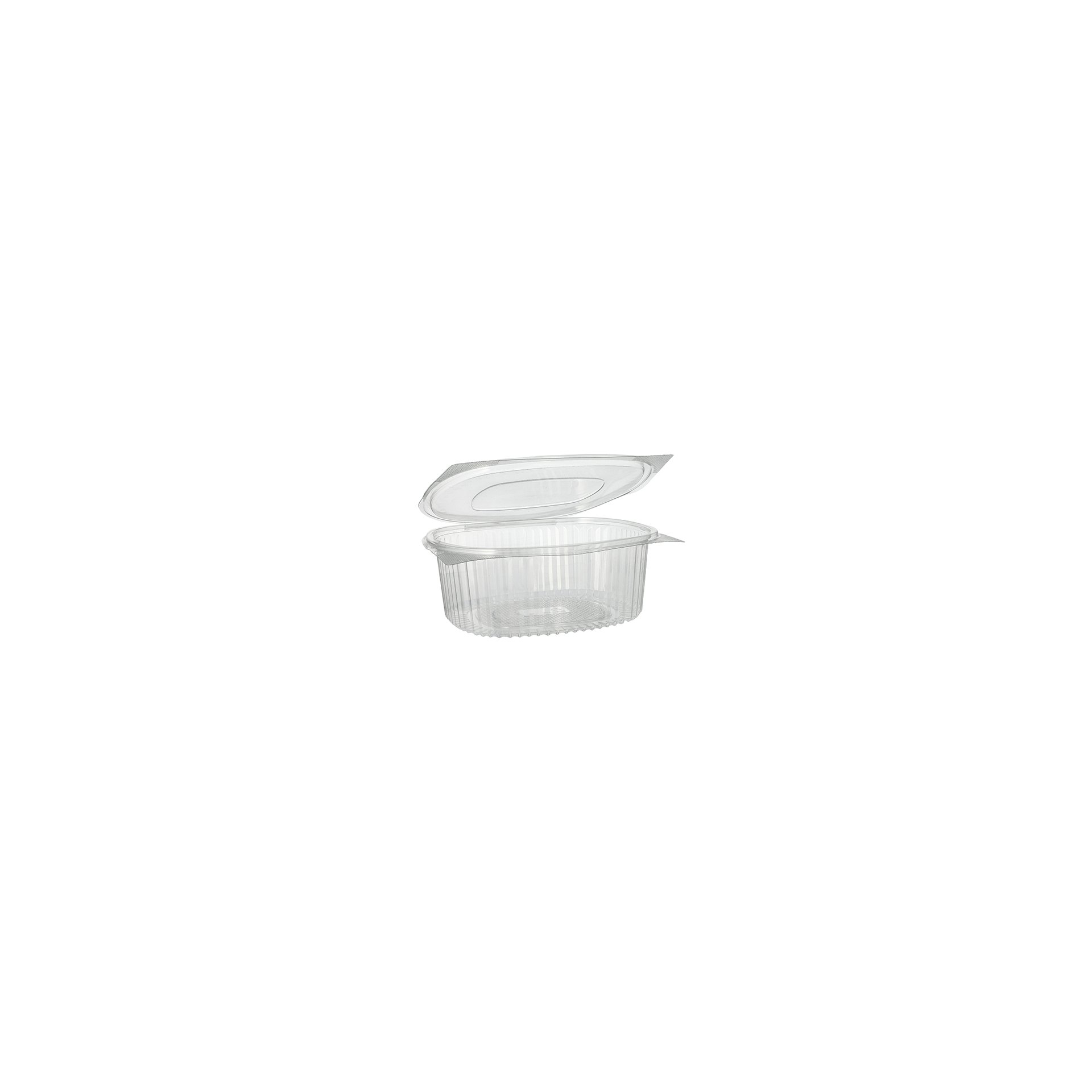 Feinkost- und Salatschalen mit Klappdeckel, R-PET oval 1500 ml 7,6 cm x 18,2 cm x 20,8 cm klar Feinkost- und Salatschalen mit Klappdeckel, R-PET oval 1500 ml 7,6 cm x 18,2 cm x 20,8 cm klar