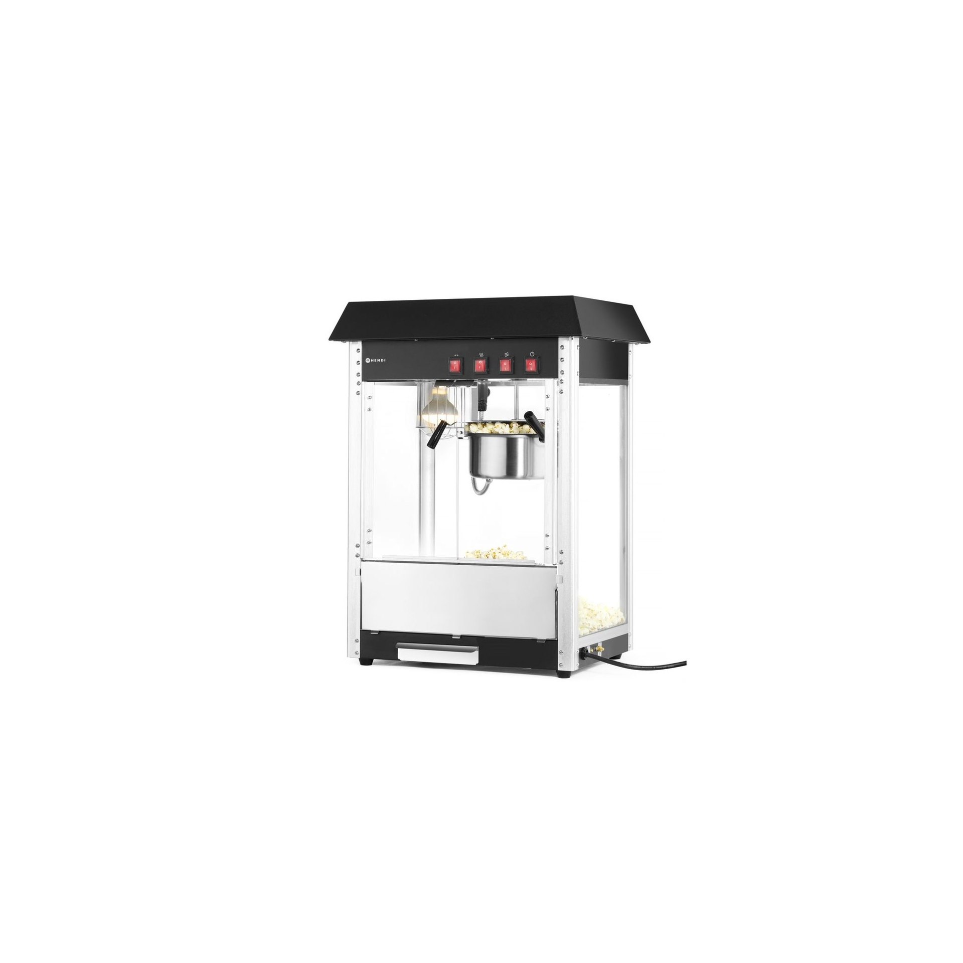 Popcorn-Maschine, Schwarz, 230V/1500W, 574x420x(H)778mm Popcorn-Maschine, Schwarz, 230V/1500W, 574x420x(H)778mm