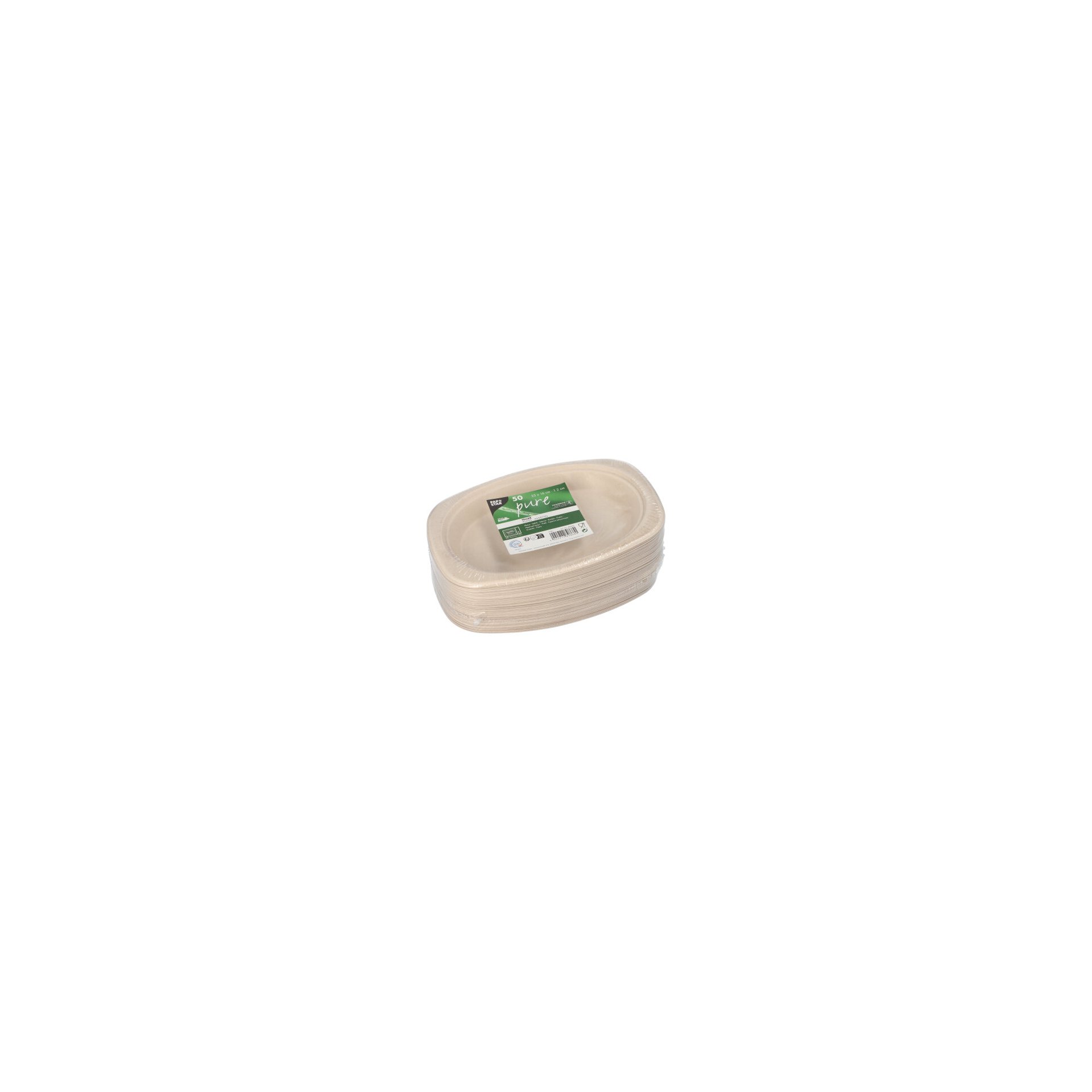 Teller, Zuckerrohr "pure" oval 23 cm x 16 cm x 2 cm natur
