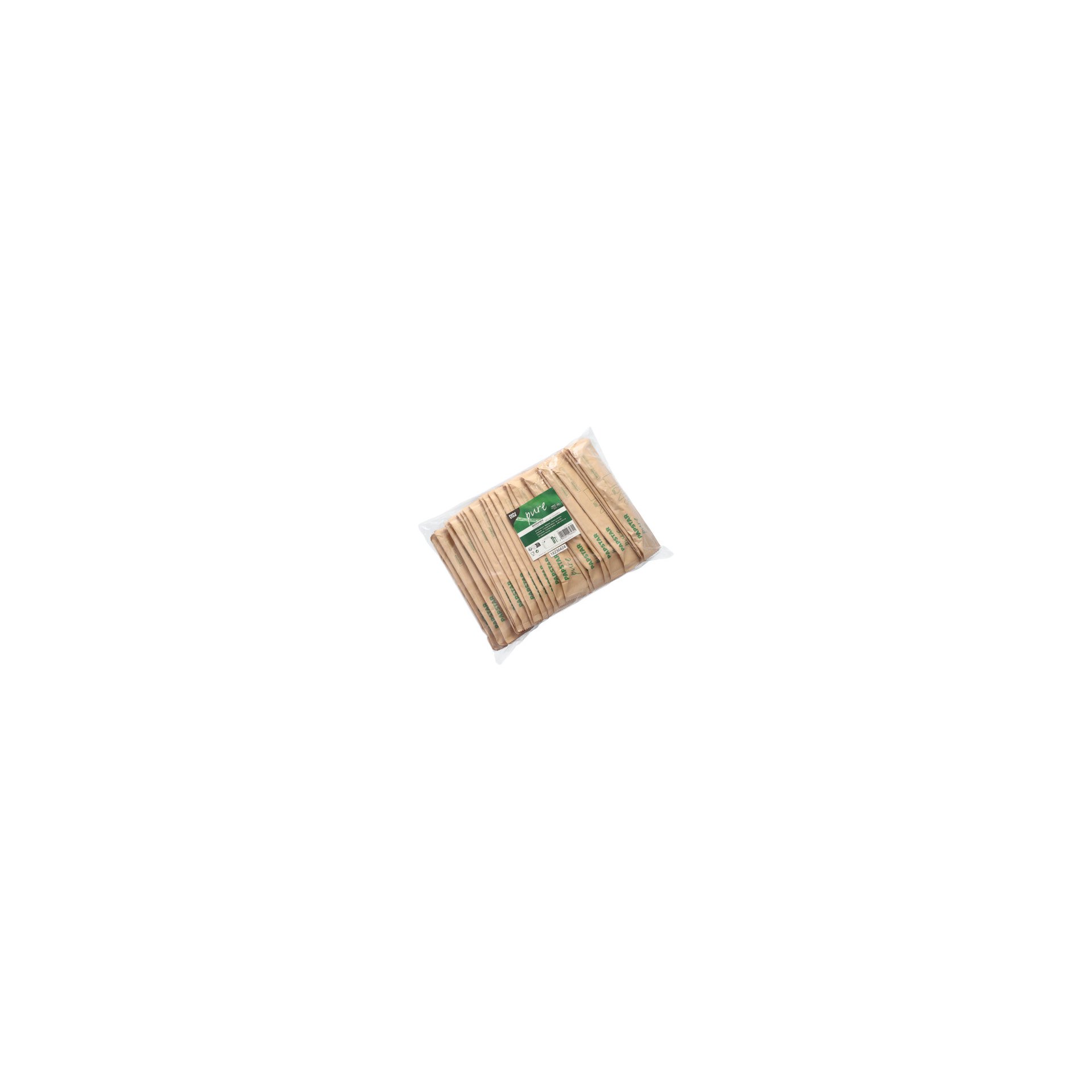 Bestecksets Holz "pure" : Messer, Gabel, Kaffeelöffel, Serviette in Papierbeutel Bestecksets Holz "pure" : Messer, Gabel, Kaffeelöffel, Serviette in Papierbeutel