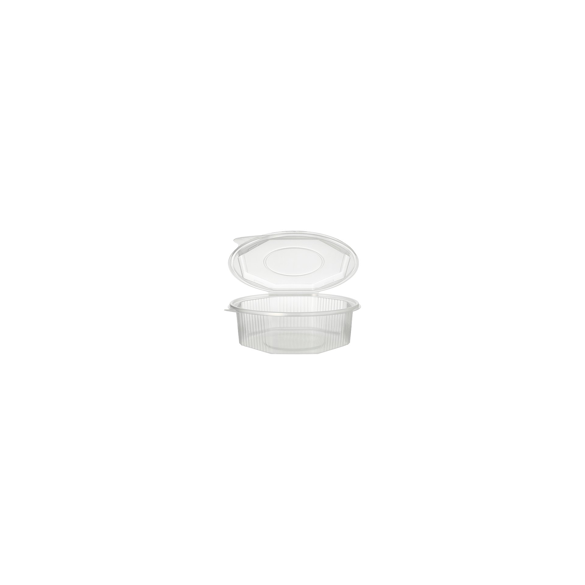 Verpackungsbecher mit Klappdeckeln, PP 8-eckig 1,5 l 5,9 cm x 18 cm x 18 cm transparent