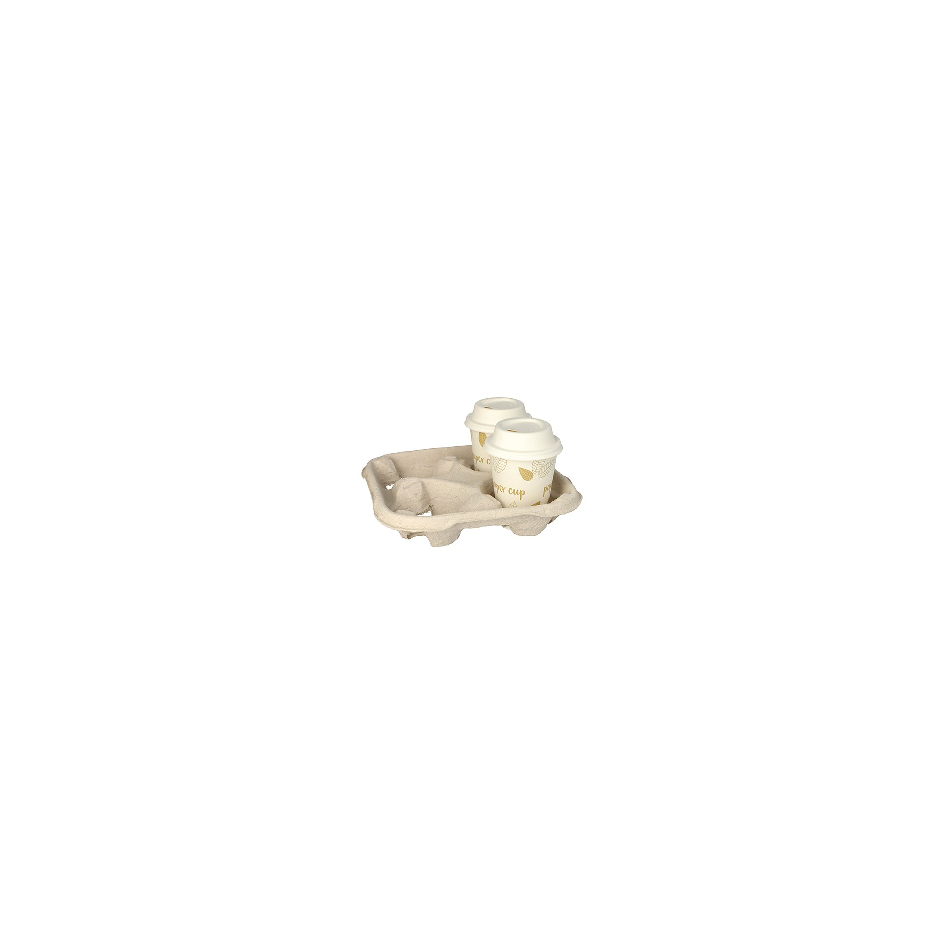 Tragetabletts, Pappe "To Go" 4,7 cm x 22,4 cm x 22,4 cm natur für 4 Becher