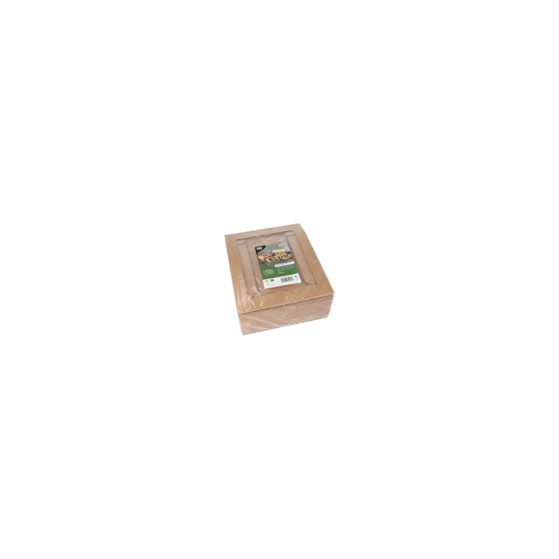 Tortenkartons mit Deckel eckig 5,5 cm x 23 cm x 23 cm mit Sichtfenster aus PLA Tortenkartons mit Deckel eckig 5,5 cm x 23 cm x 23 cm mit Sichtfenster aus PLA