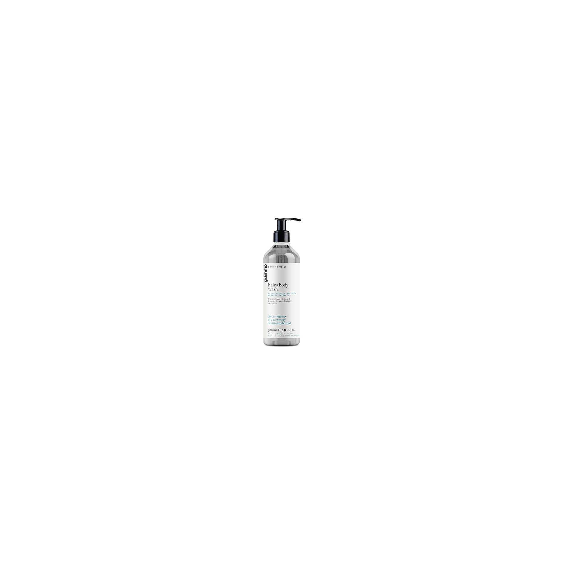 Haut- & Haarshampoo 370 ml "grammo" mit Extrakten von grünen Anis und Melisse im Pumpspender Haut- & Haarshampoo 370 ml "grammo" mit Extrakten von grünen Anis und Melisse im Pumpspender
