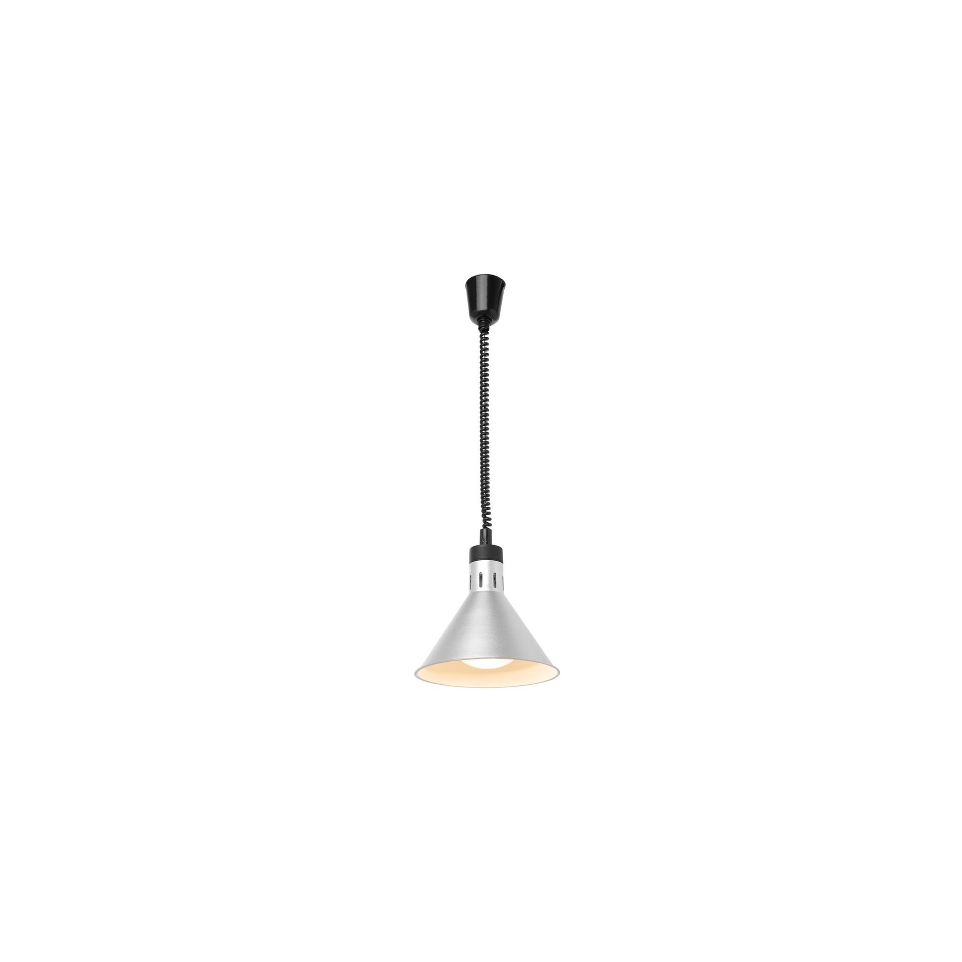 Höhenverstellbare Wärmelampe konisch, Silber, 230V/250W, ⌀275x(H)250mm Höhenverstellbare Wärmelampe konisch, Silber, 230V/250W, ⌀275x(H)250mm