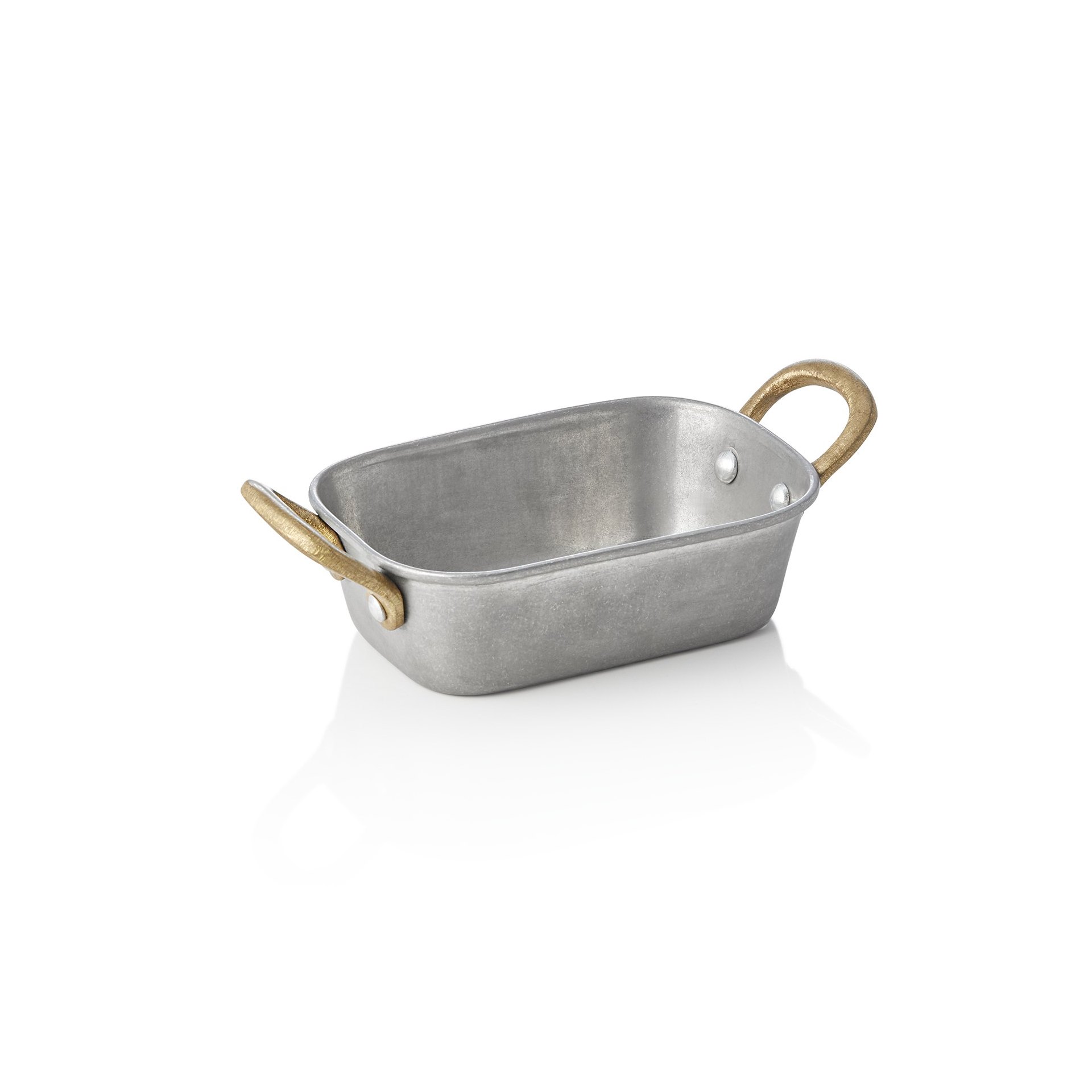 Servierpfanne STEEL & STYLE VINTAGE, mit 2 Messinggriffen, 13 x 8,5 x 3,5 cm, 230 ml, Chromnickelstahl Servierpfanne STEEL & STYLE VINTAGE, mit 2 Messinggriffen, 13 x 8,5 x 3,5 cm, 230 ml, Chromnickelstahl