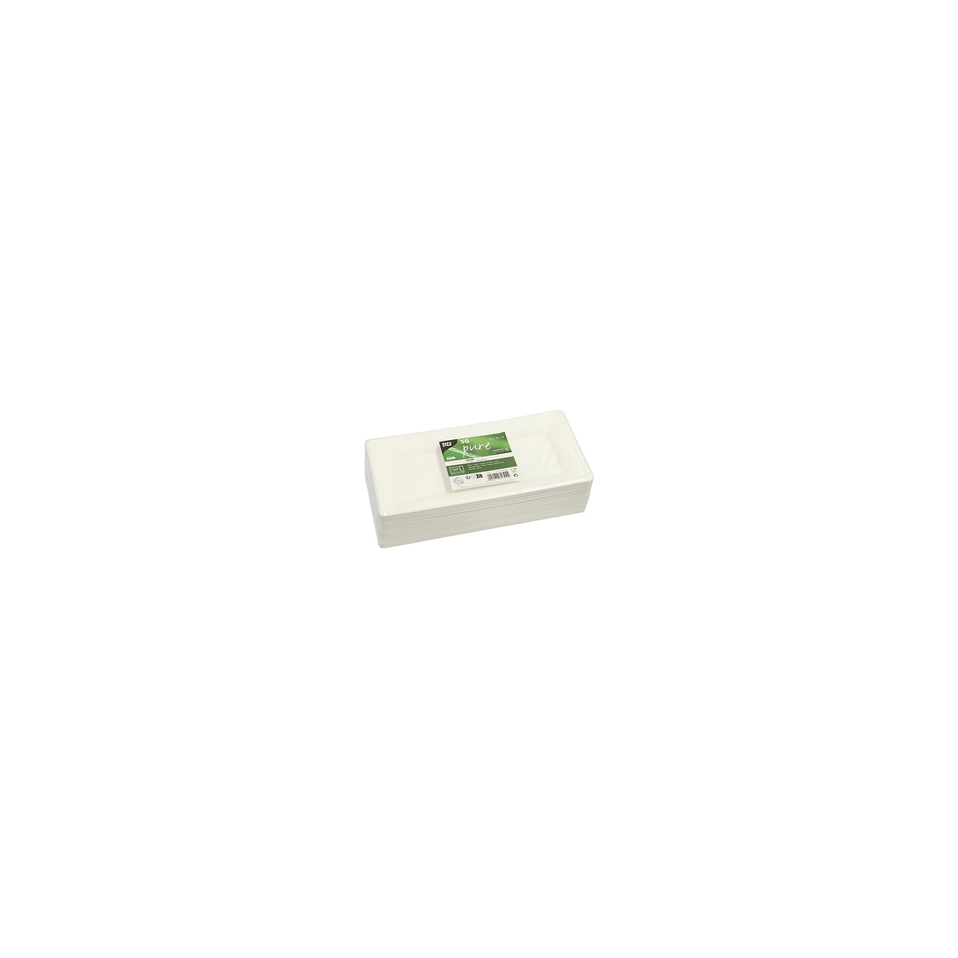 Teller, Zuckerrohr "pure" eckig 13 cm x 26 cm weiss Teller, Zuckerrohr "pure" eckig 13 cm x 26 cm weiss