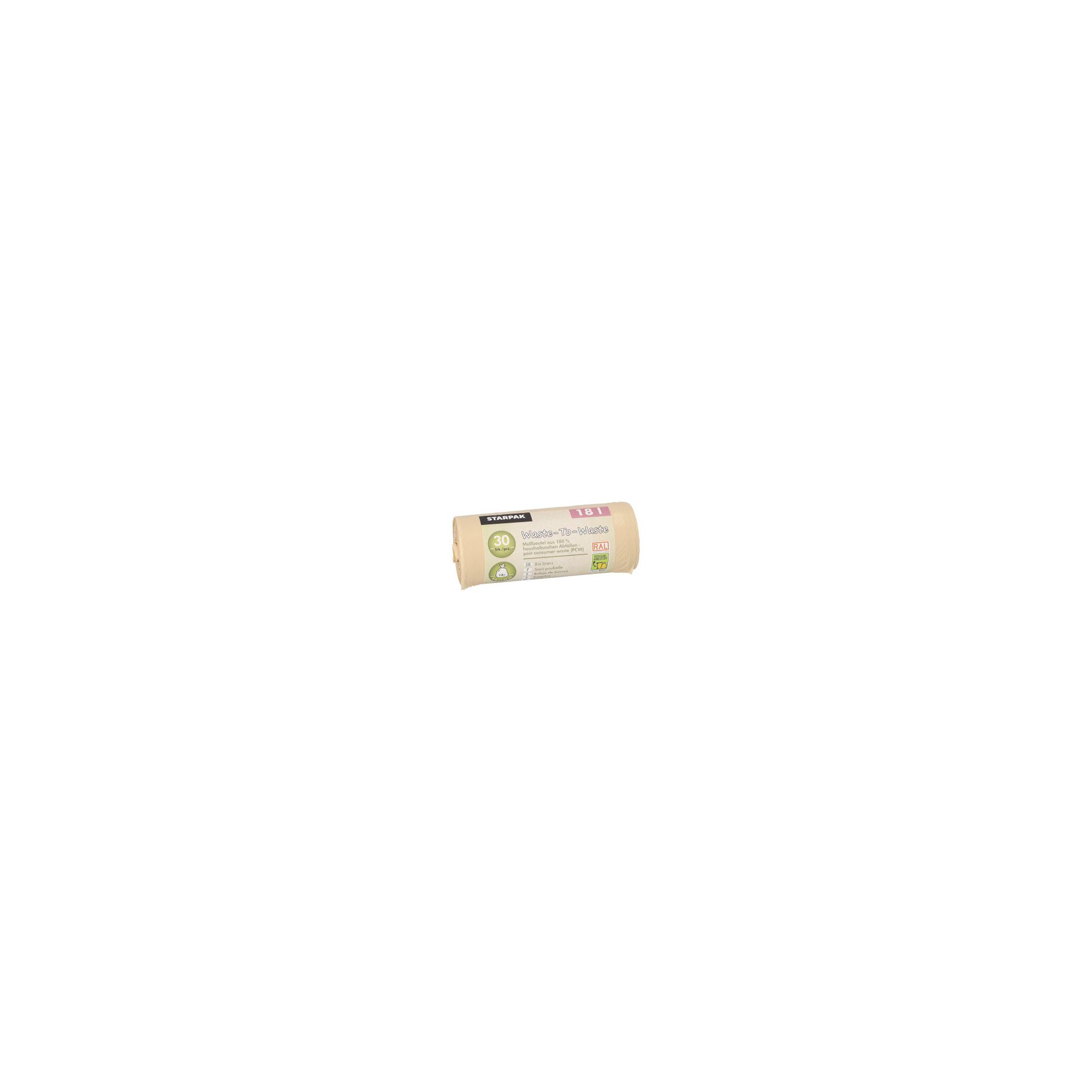Müllbeutel aus 100% PCW "Waste-To-Waste" 18 l 52 cm x 46 cm beige 10 my