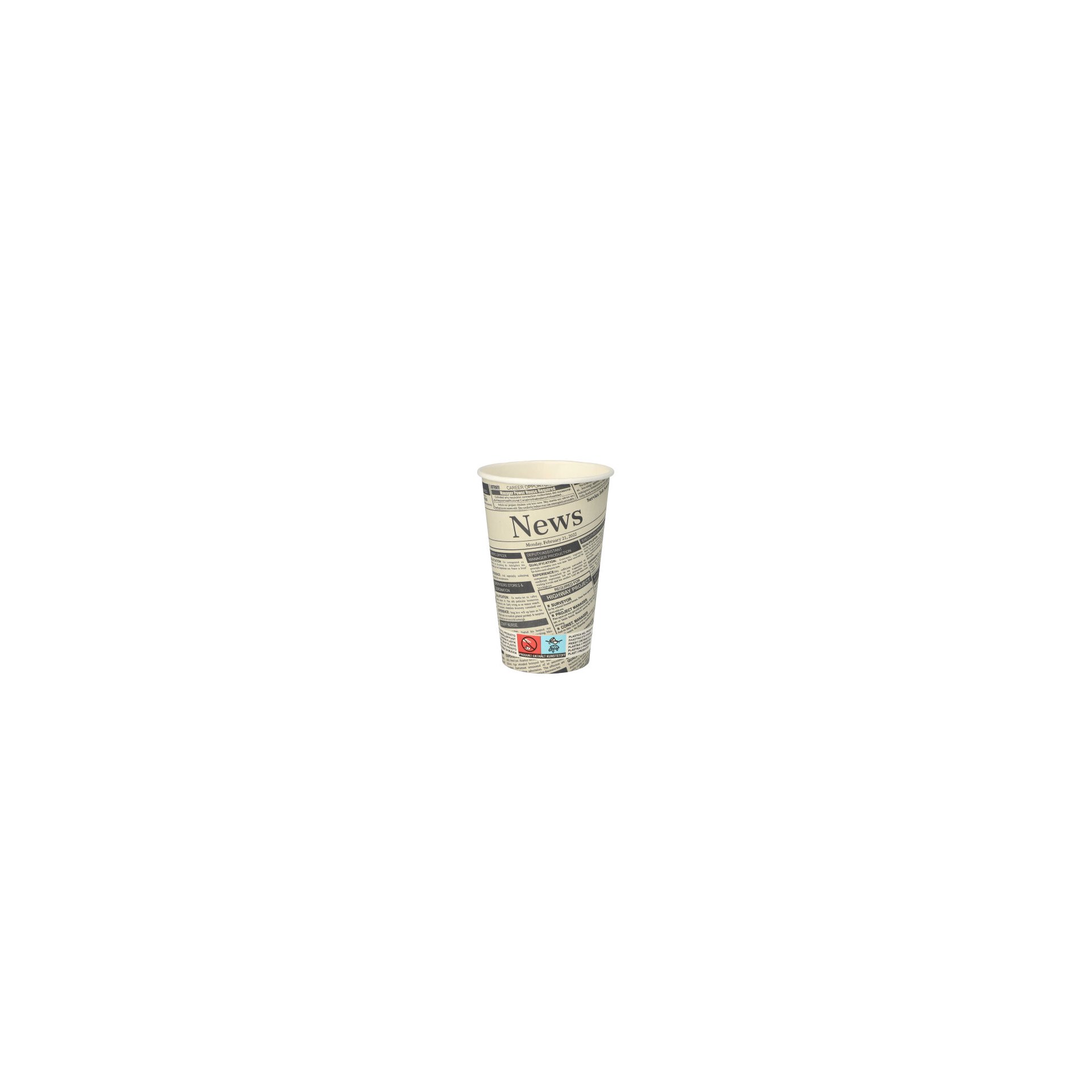 Trinkbecher, Pappe "To Go" 0,3 l Ø 8 cm · 11,7 cm "Newsprint"