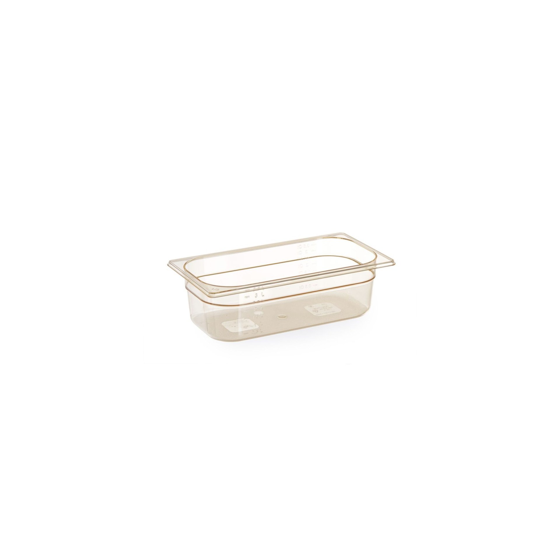 Gastronorm-Behälter 1/3, hochtemperaturbeständig, GN 1/3, 5,5L, Transparent, 325x176x(H)150mm Gastronorm-Behälter 1/4, hochtemperatubeständig, GN 1/4, 1,7L, Transparent, 265x162x(H)65mm