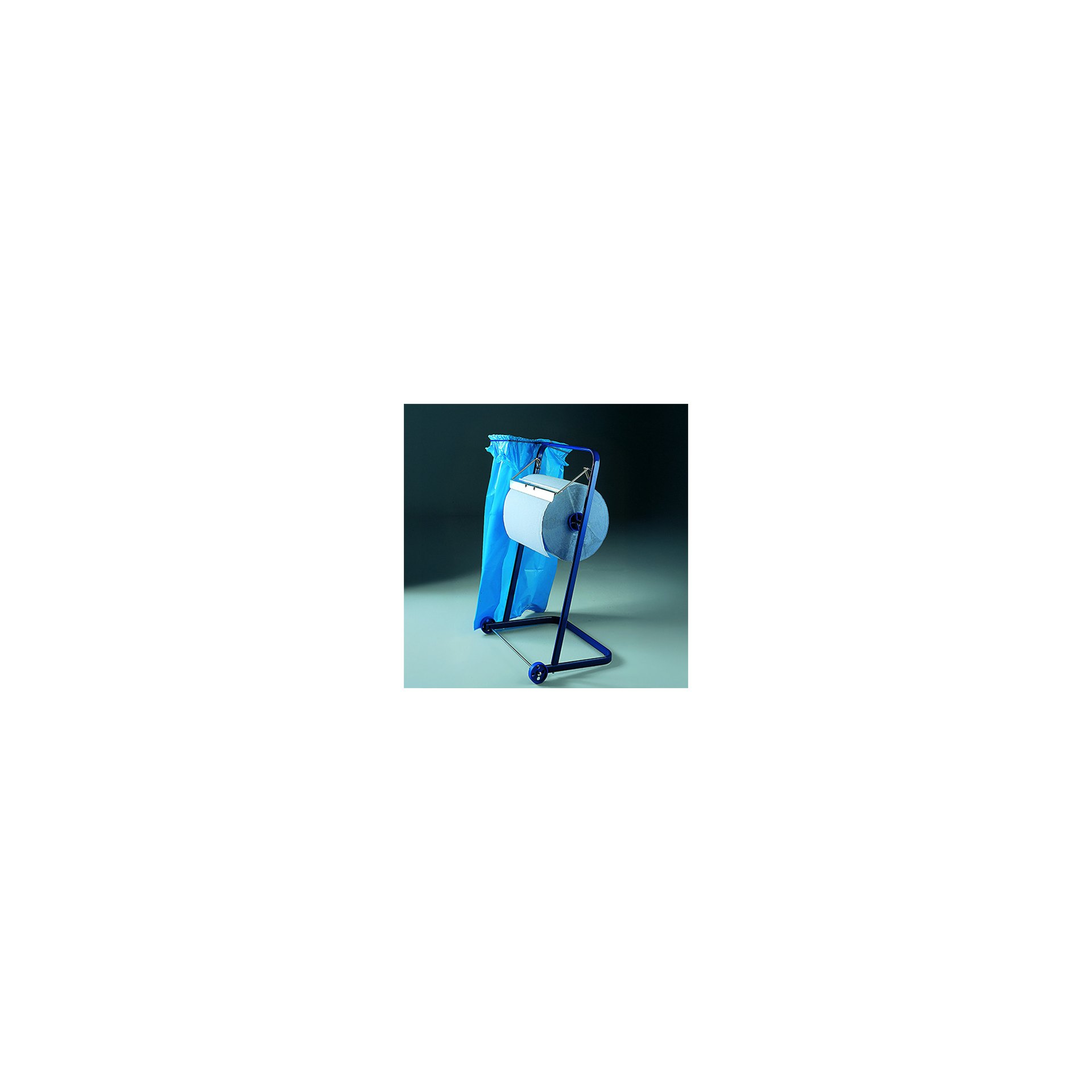 Bodenständer für Putzrollen 89,5 cm x 38 cm x 75 cm blau mit Abfallsackhalterung