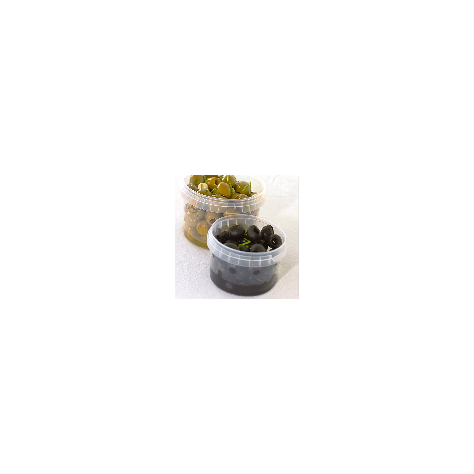 Feinkostbecher, PP rund 240 ml Ø 9,5 cm · 5,6 cm transparent mit Originalitätsverschluss Feinkostbecher, PP rund 770 ml Ø 11,8 cm · 11,3 cm transparent mit Originalitätsverschluss