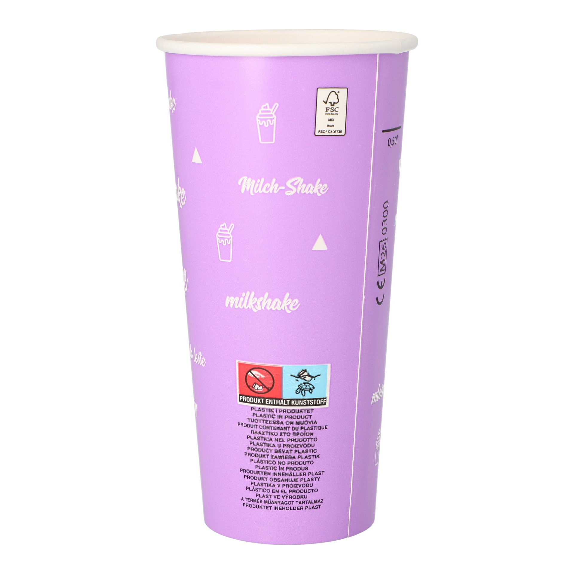 Shake-Becher, Pappe 0,5 l Ø 9 cm · 16,8 cm "Milk-Shake" Shake-Becher, Pappe 0,5 l Ø 9 cm · 16,8 cm "Milk-Shake"