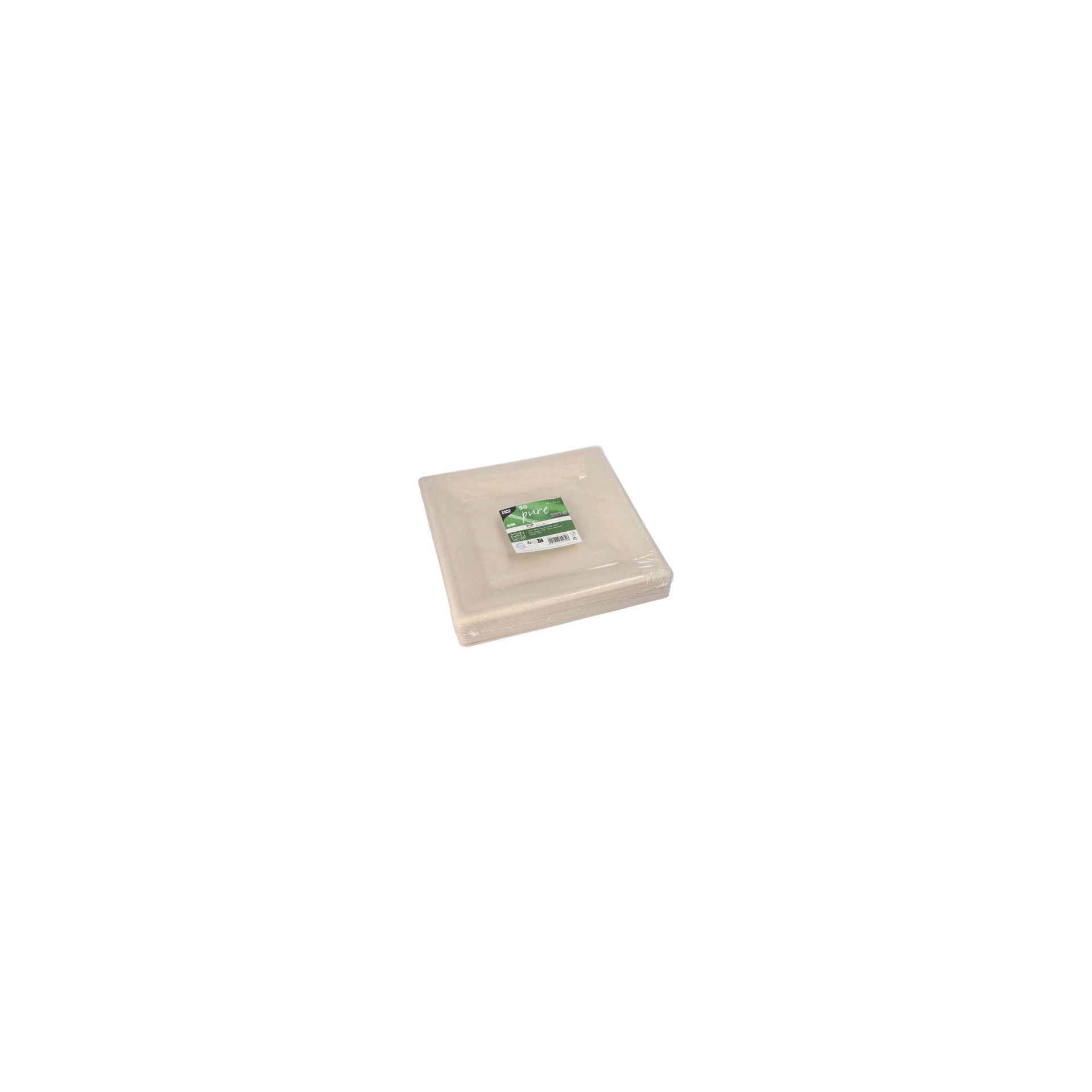 Teller, Zuckerrohr "pure" eckig 26 cm x 26 cm natur