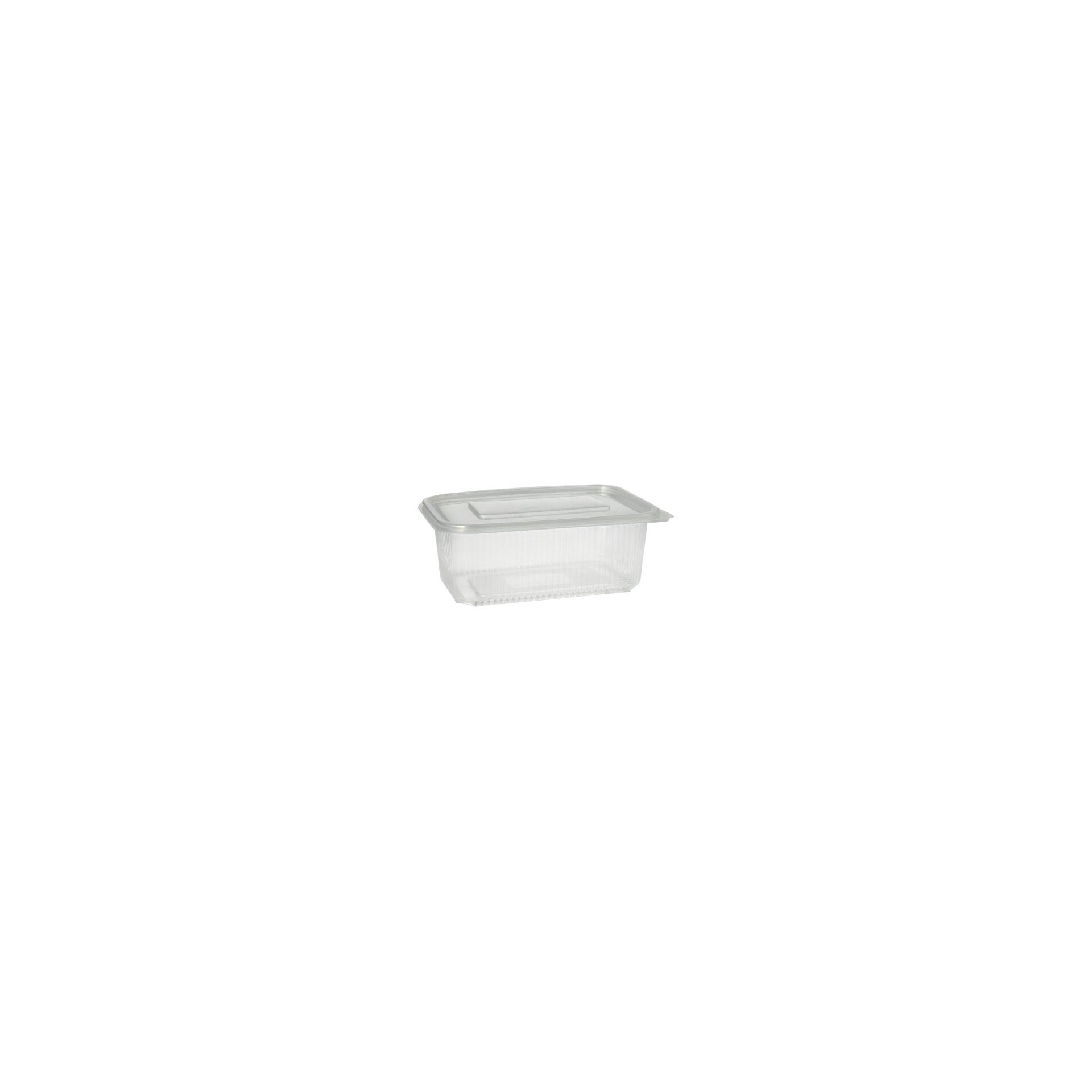 Verpackungsbecher mit Klappdeckeln, PP rechteckig 1000 ml 7,4 cm x 13,1 cm x 19,1 cm transparent